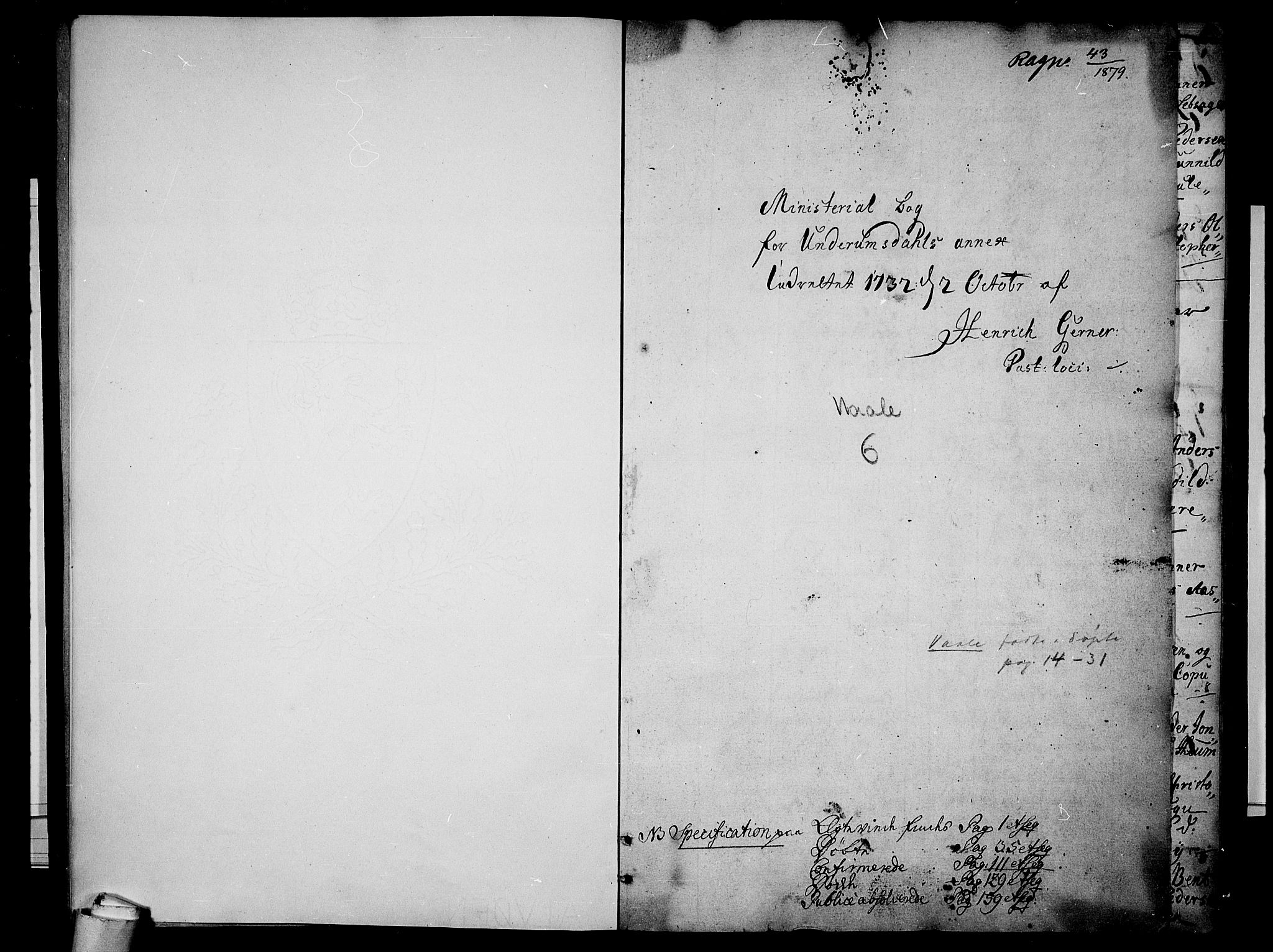 Våle kirkebøker, AV/SAKO-A-334/F/Fa/L0004: Parish register (official) no. I 4 /1, 1732-1773