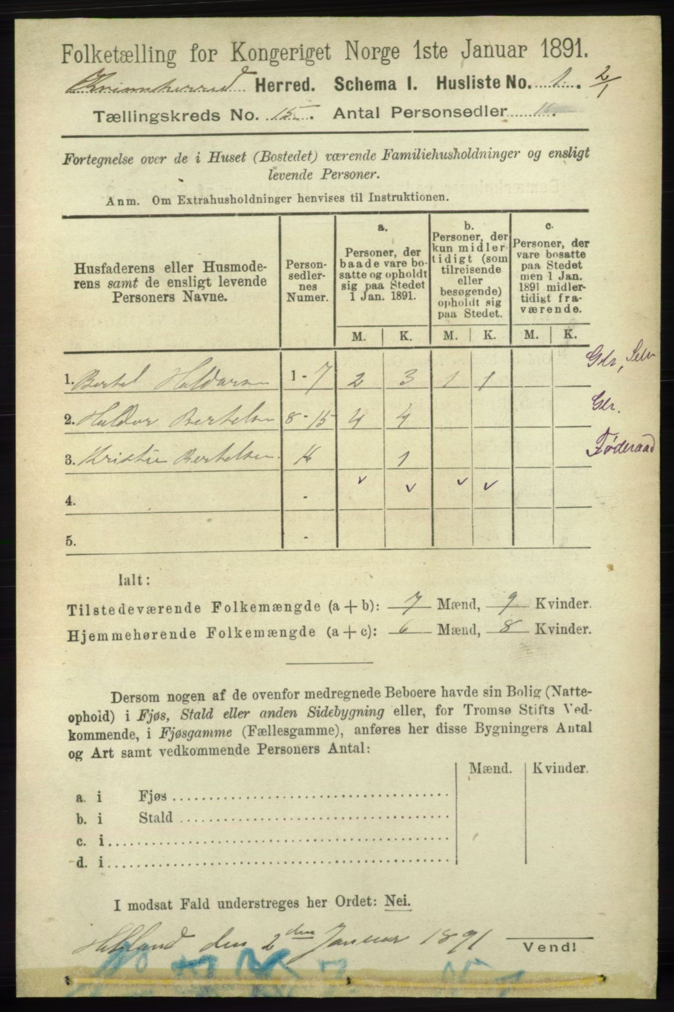 RA, 1891 census for 1224 Kvinnherad, 1891, p. 4954