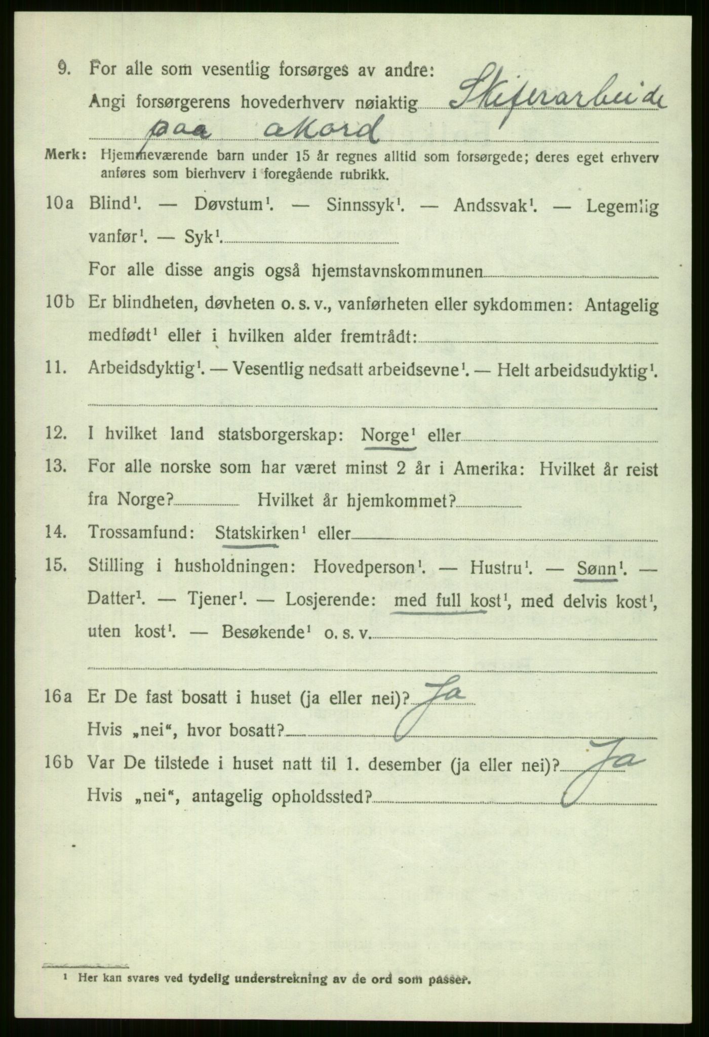 SAB, 1920 census for Voss, 1920, p. 10446