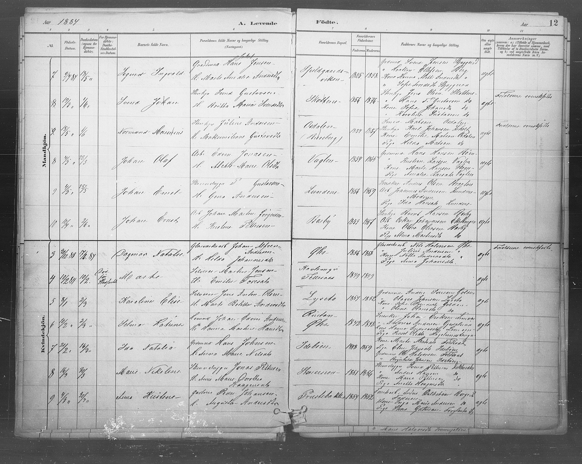 Idd prestekontor Kirkebøker, SAO/A-10911/F/Fb/L0002: Parish register (official) no. II 2, 1882-1923, p. 12