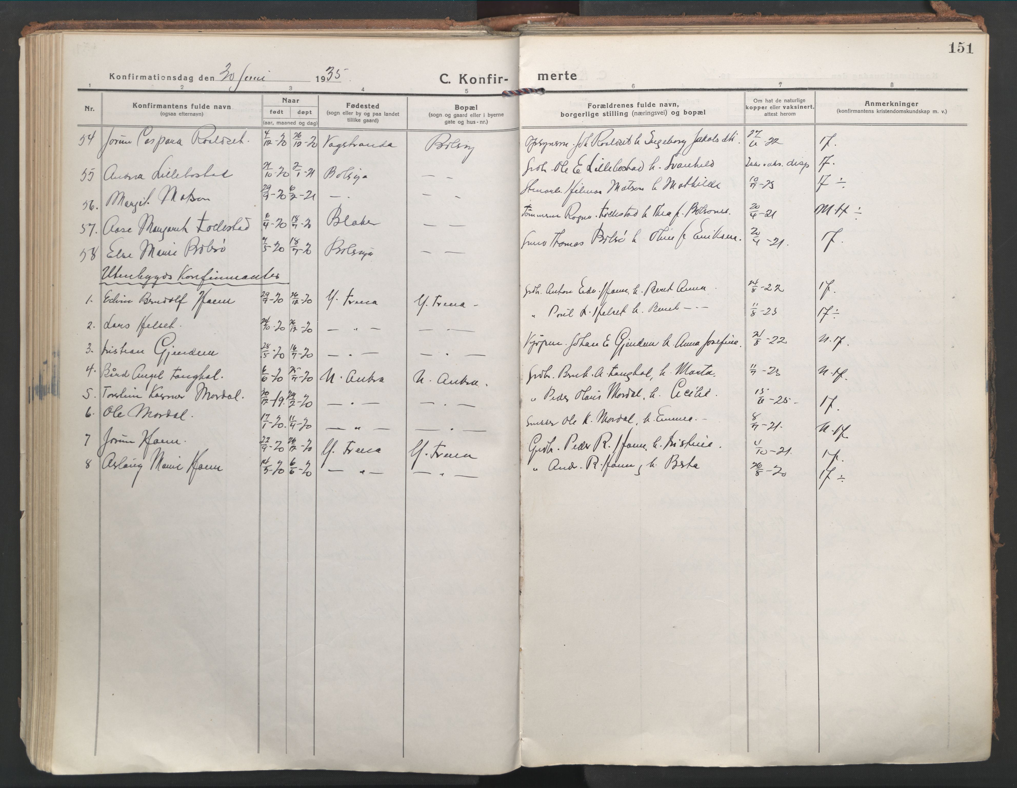 Ministerialprotokoller, klokkerbøker og fødselsregistre - Møre og Romsdal, AV/SAT-A-1454/555/L0659: Parish register (official) no. 555A10, 1917-1971, p. 151