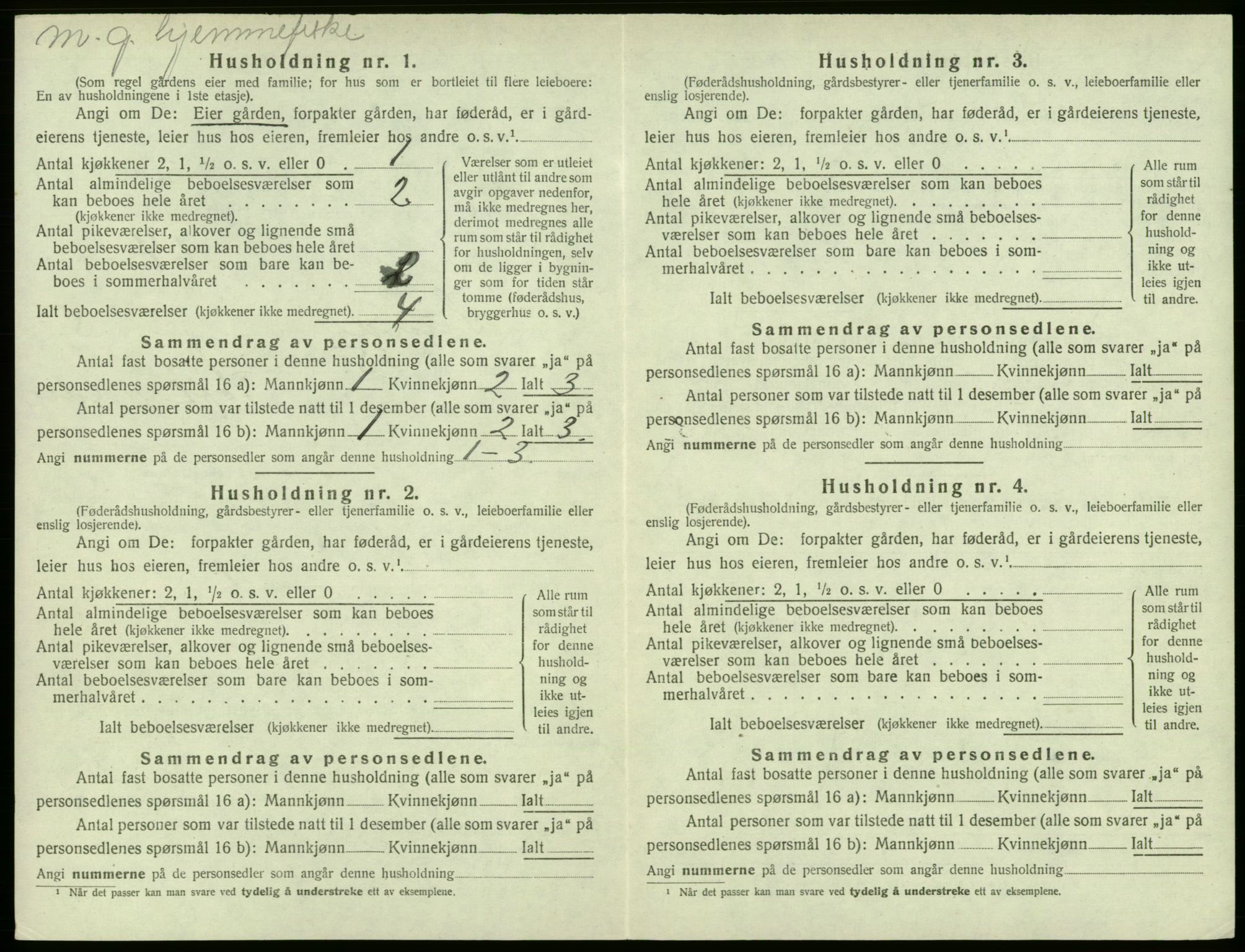 SAB, 1920 census for Sund, 1920, p. 497