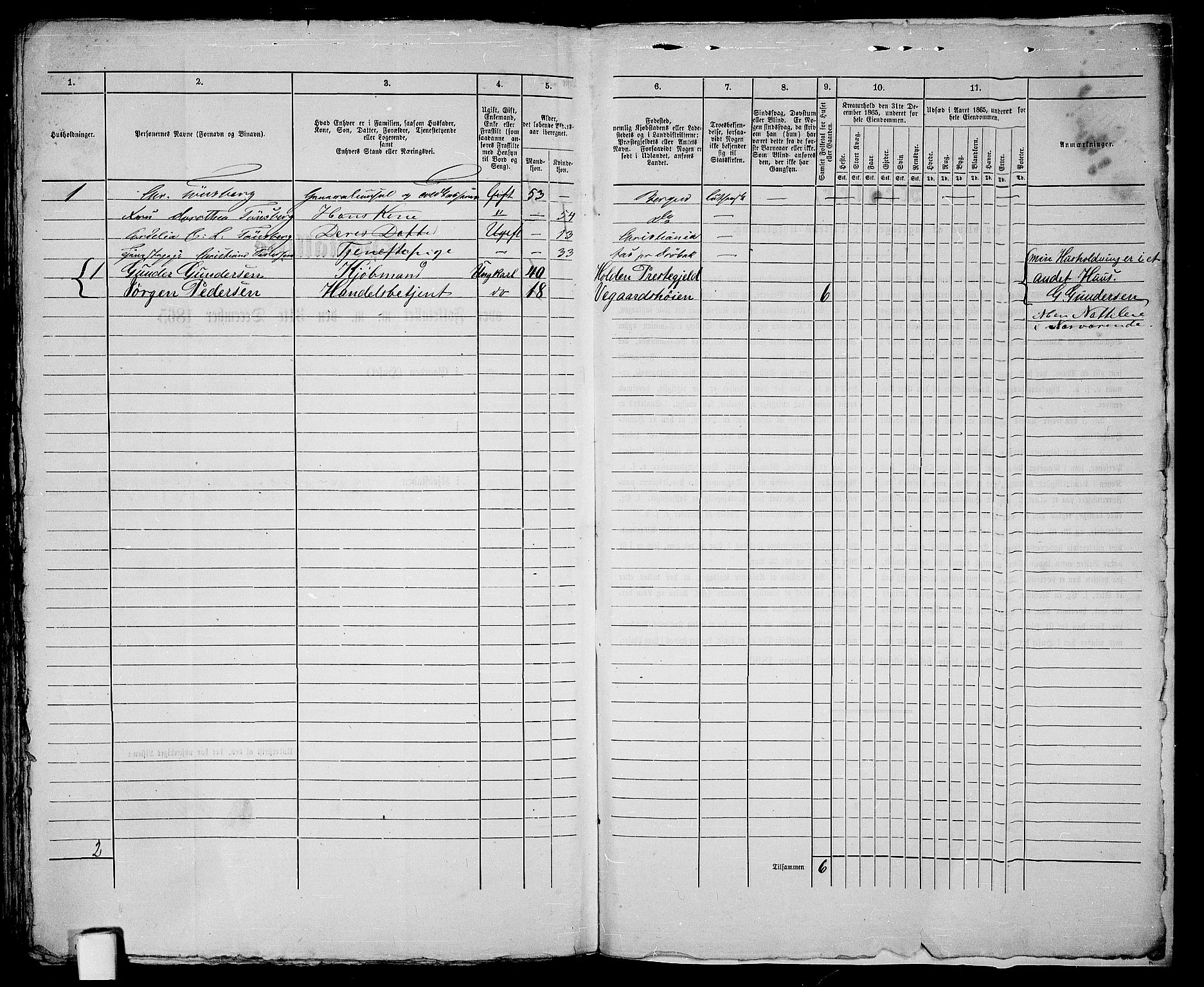 RA, 1865 census for Holt/Tvedestrand, 1865, p. 331