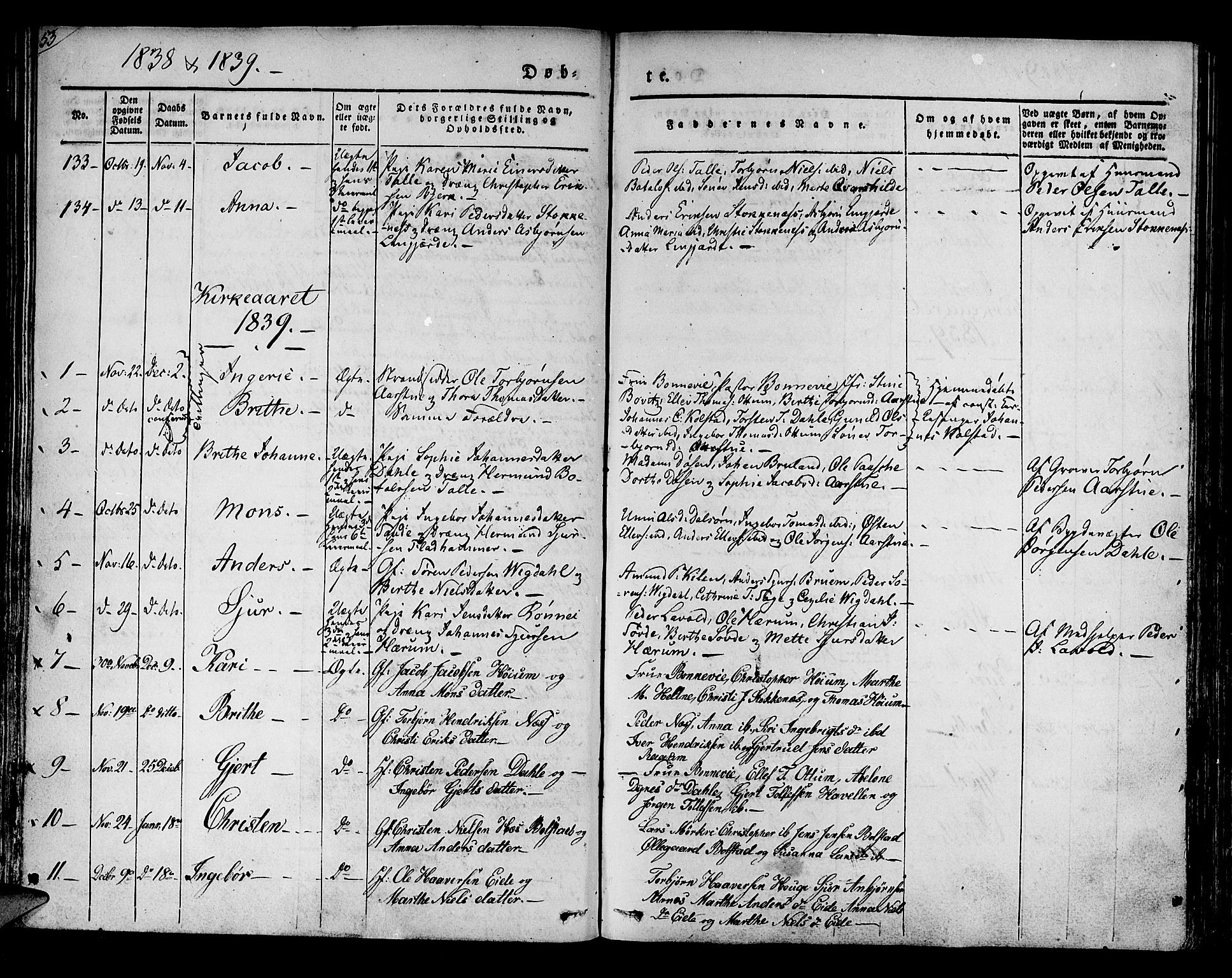 Luster sokneprestembete, AV/SAB-A-81101/H/Haa/Haaa/L0005: Parish register (official) no. A 5, 1831-1841, p. 53