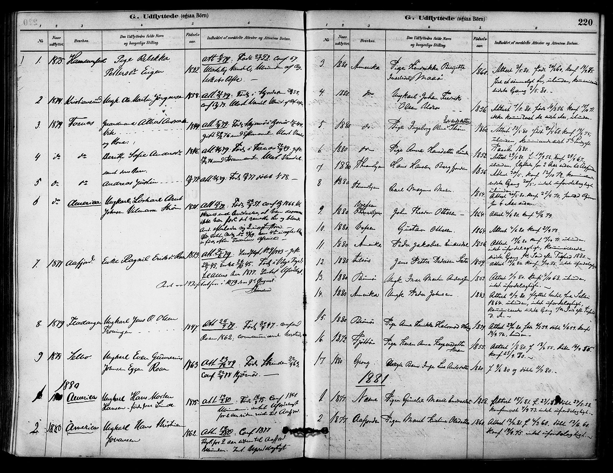 Ministerialprotokoller, klokkerbøker og fødselsregistre - Sør-Trøndelag, SAT/A-1456/657/L0707: Parish register (official) no. 657A08, 1879-1893, p. 220