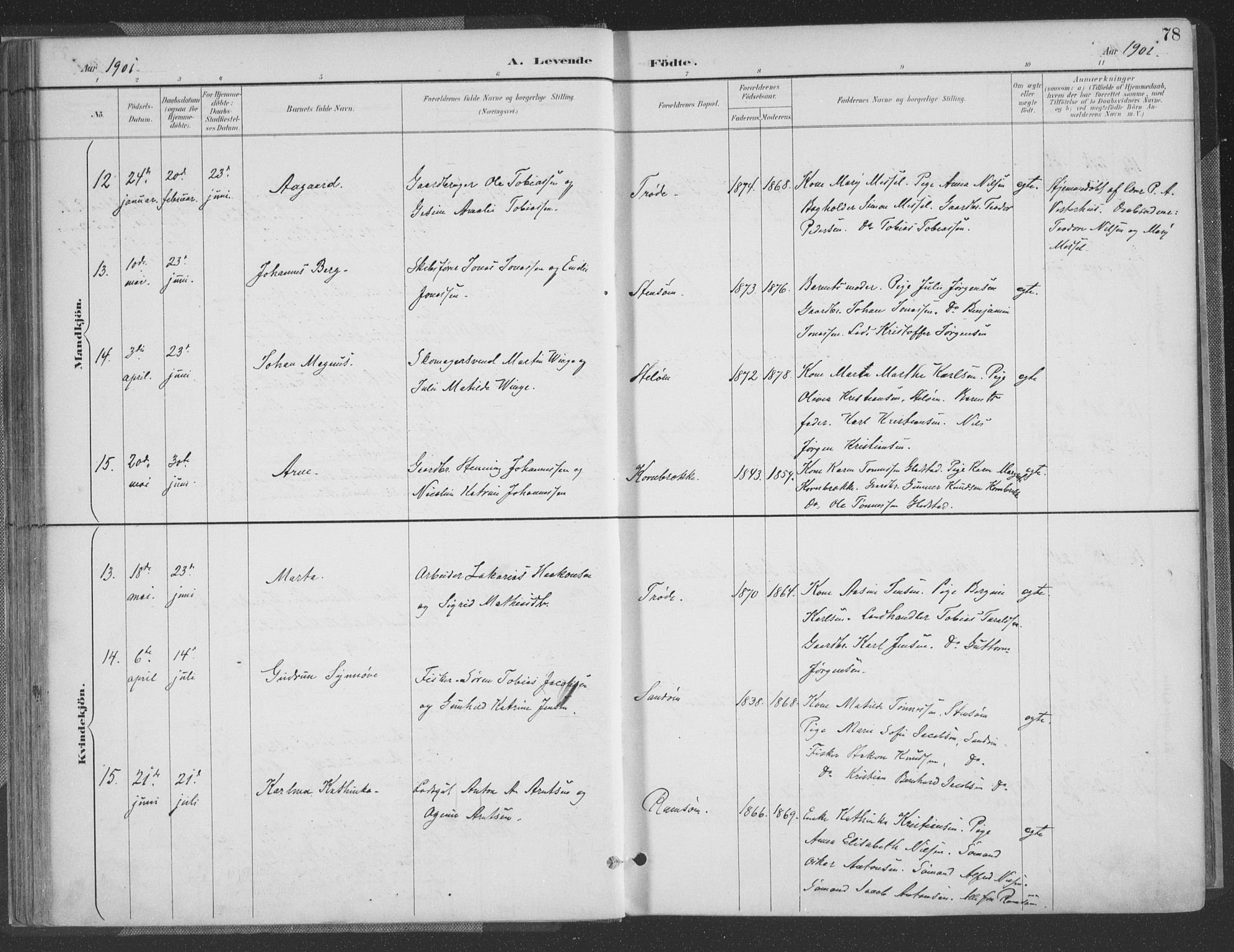 Høvåg sokneprestkontor, AV/SAK-1111-0025/F/Fa/L0006: Parish register (official) no. A 6, 1894-1923, p. 78