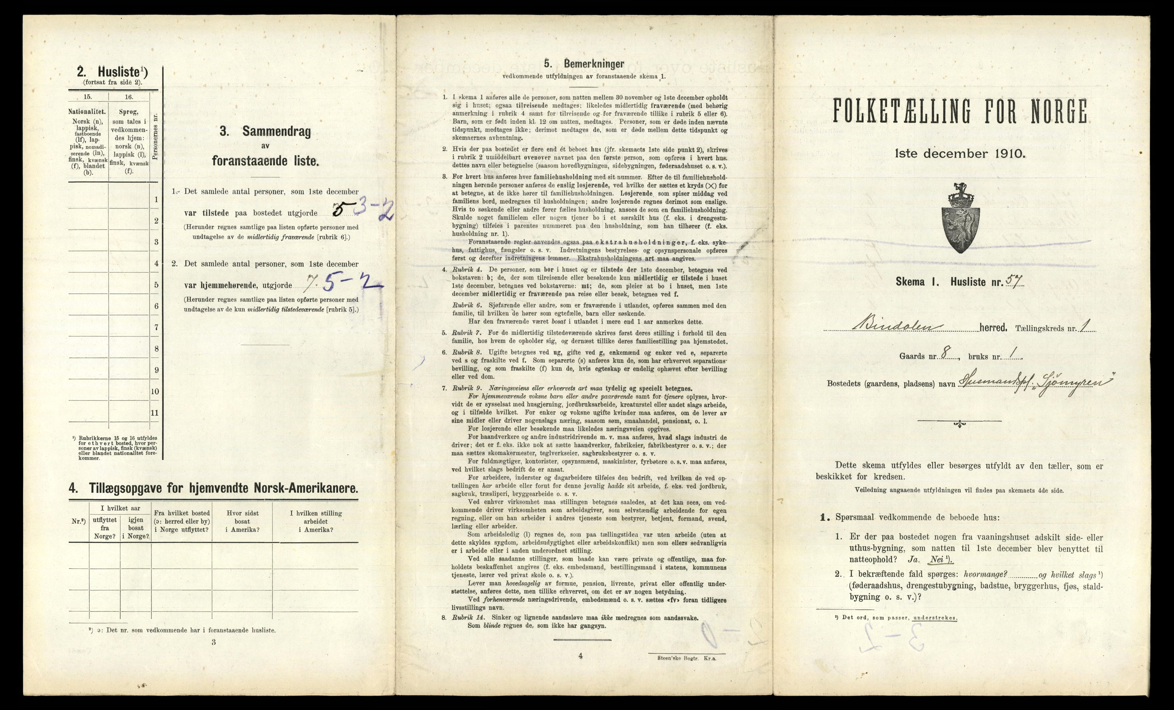 RA, 1910 census for Bindal, 1910, p. 146