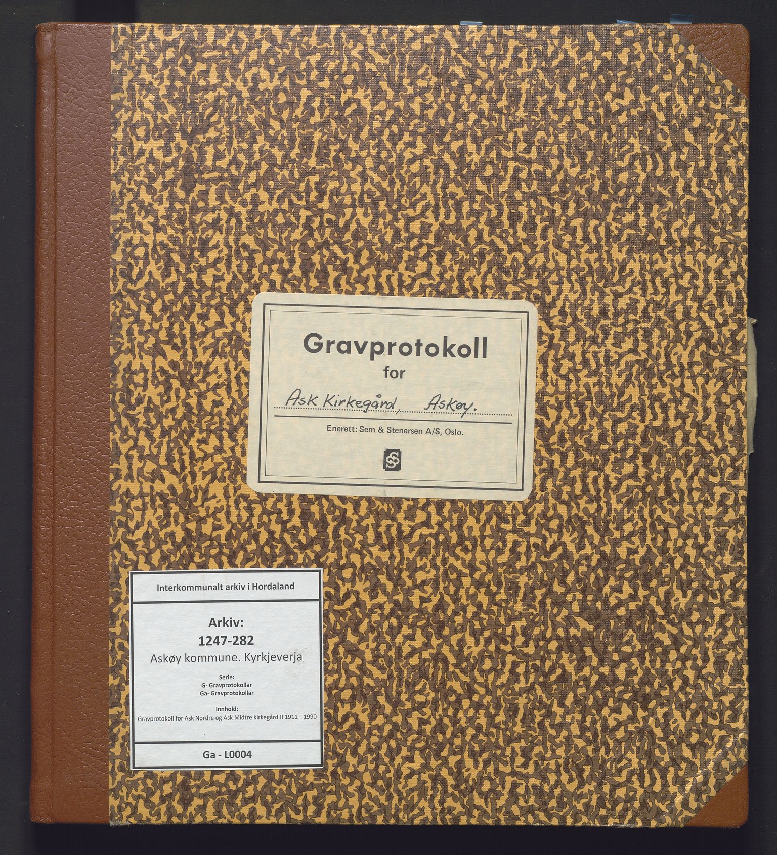 Askøy kommune. Kyrkjeverja, IKAH/1247-282/G/Ga/L0004: Gravprotokoll for Ask Nordre og Ask Midtre kirkegård II, 1911-1990