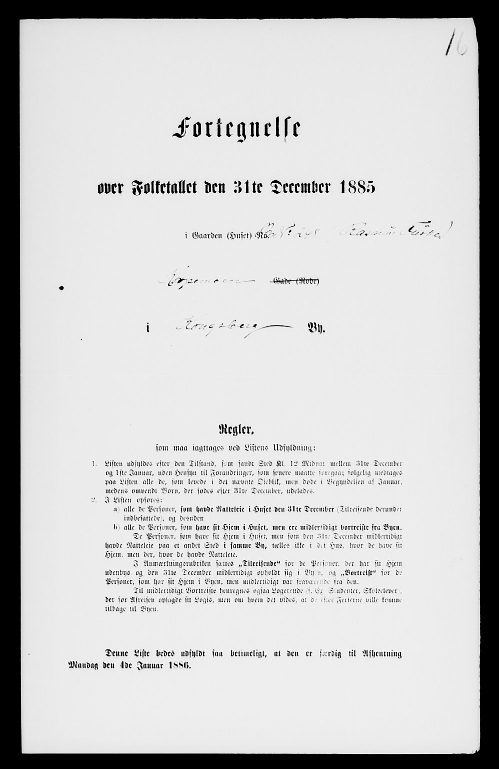 SAKO, 1885 census for 0604 Kongsberg, 1885, p. 525