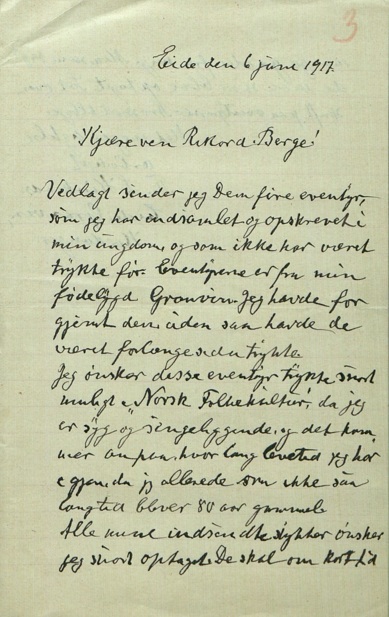 Rikard Berge, TEMU/TGM-A-1003/F/L0014/0040: 471-512 / 510 Brev til Berge frå Hankenæs + oppskrifter som H. kallar for sine, 1915-1917, p. 3