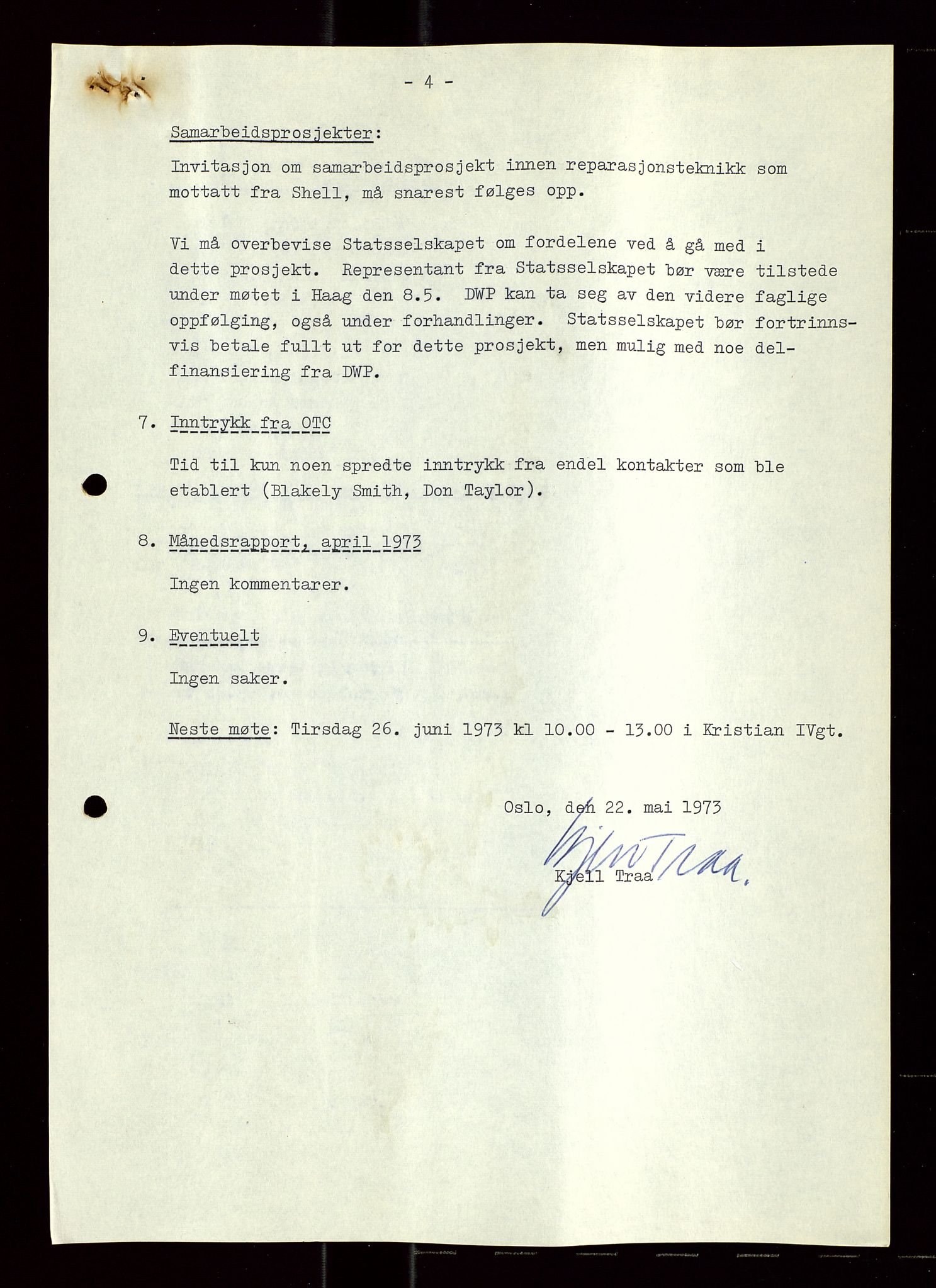 Industridepartementet, Oljekontoret, AV/SAST-A-101348/Di/L0004: DWP, møter, komite`møter, 761 forskning/teknologi, 1972-1975, p. 115