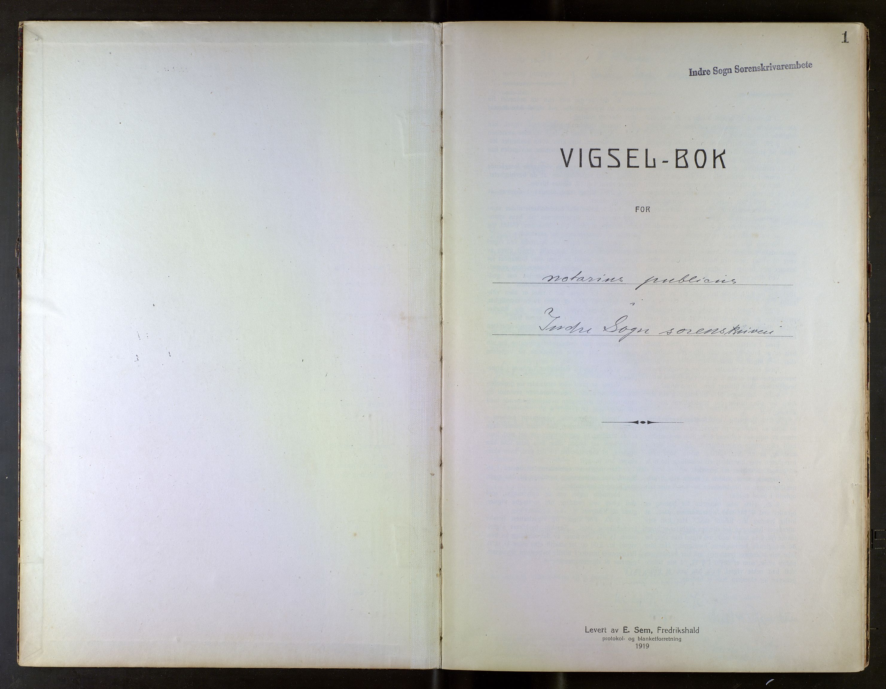 Indre Sogn tingrett, AV/SAB-A-3301/1/L/La/Laa/L0001: Vigselsbok Indre Sogn, 1938-1967, p. 1