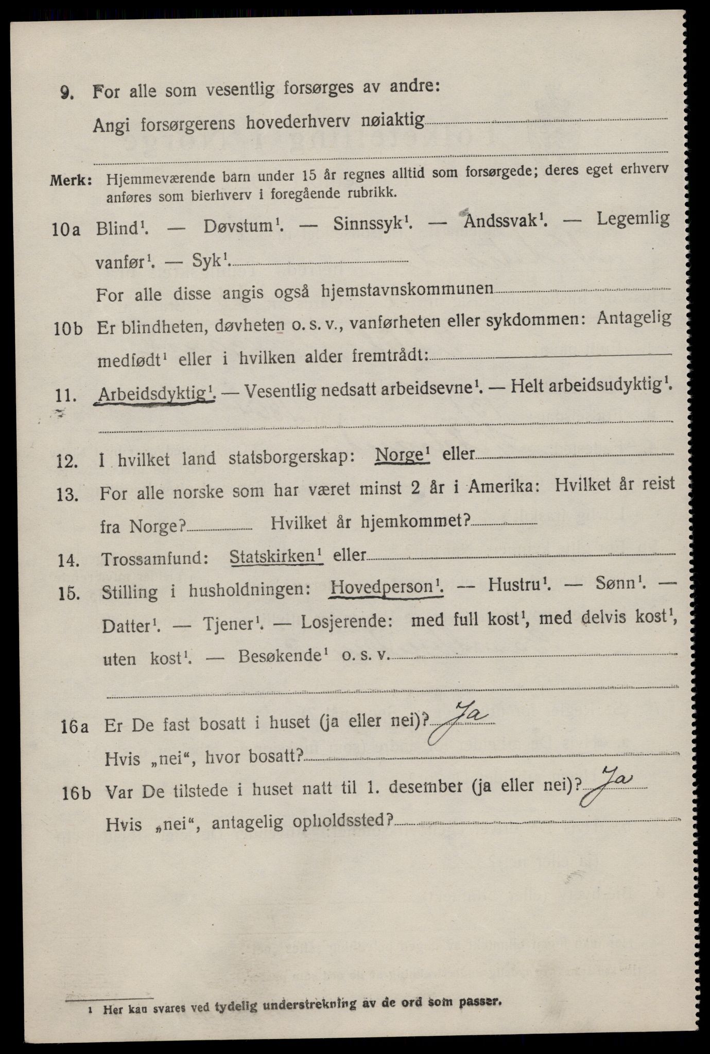 SAST, 1920 census for Nedstrand, 1920, p. 2474