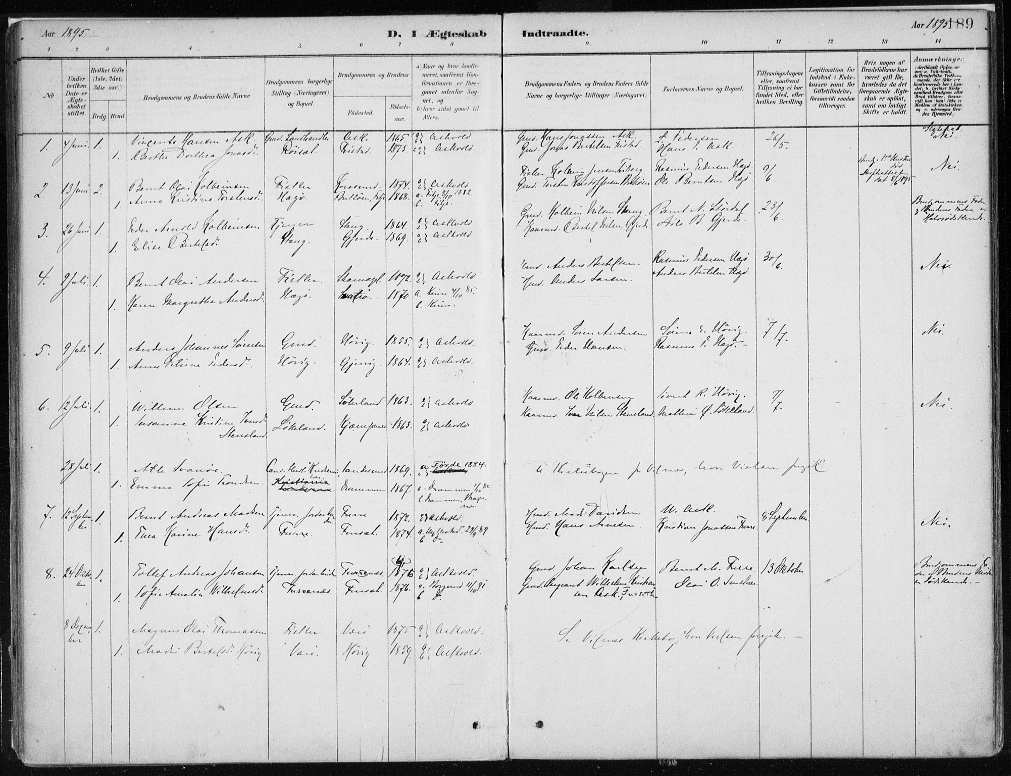 Askvoll sokneprestembete, SAB/A-79501/H/Haa/Haab/L0002: Parish register (official) no. B 2, 1879-1909, p. 189