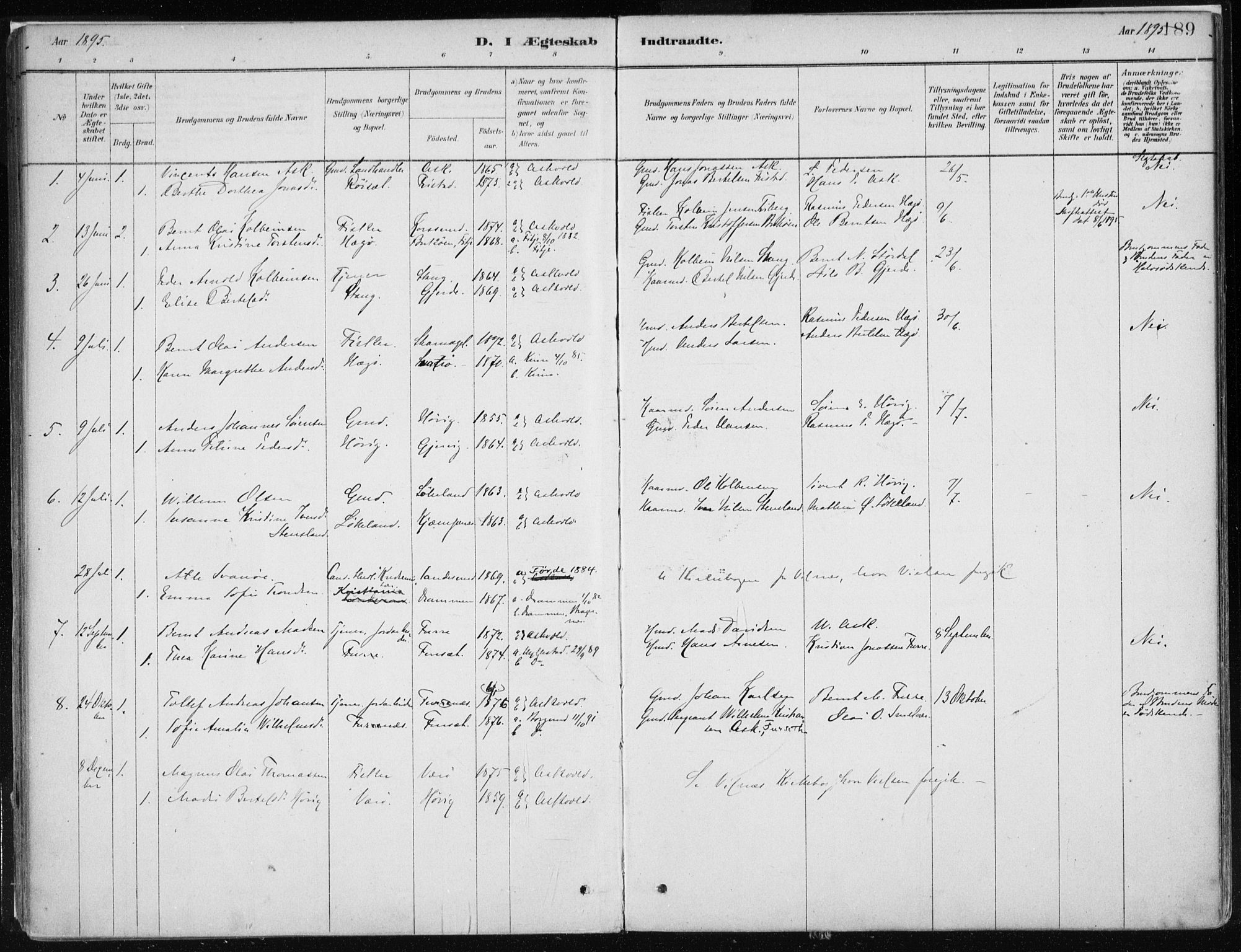 Askvoll sokneprestembete, AV/SAB-A-79501/H/Haa/Haab/L0002: Parish register (official) no. B 2, 1879-1909, p. 189