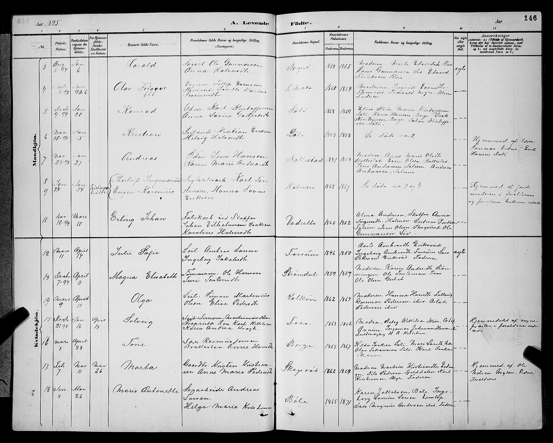 Gjerpen kirkebøker, AV/SAKO-A-265/G/Ga/L0002: Parish register (copy) no. I 2, 1883-1900, p. 146