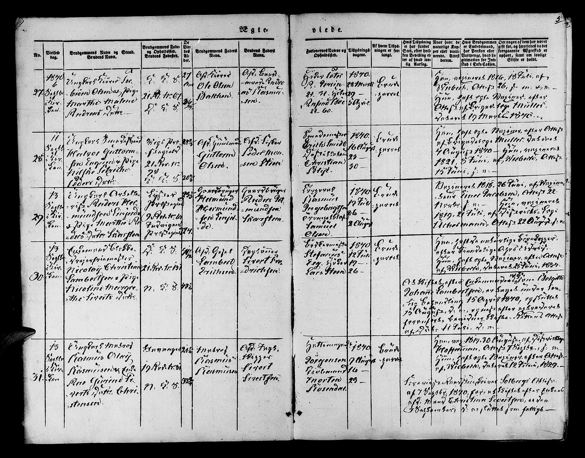 Korskirken sokneprestembete, AV/SAB-A-76101/H/Hab: Parish register (copy) no. D 1, 1840-1867, p. 5