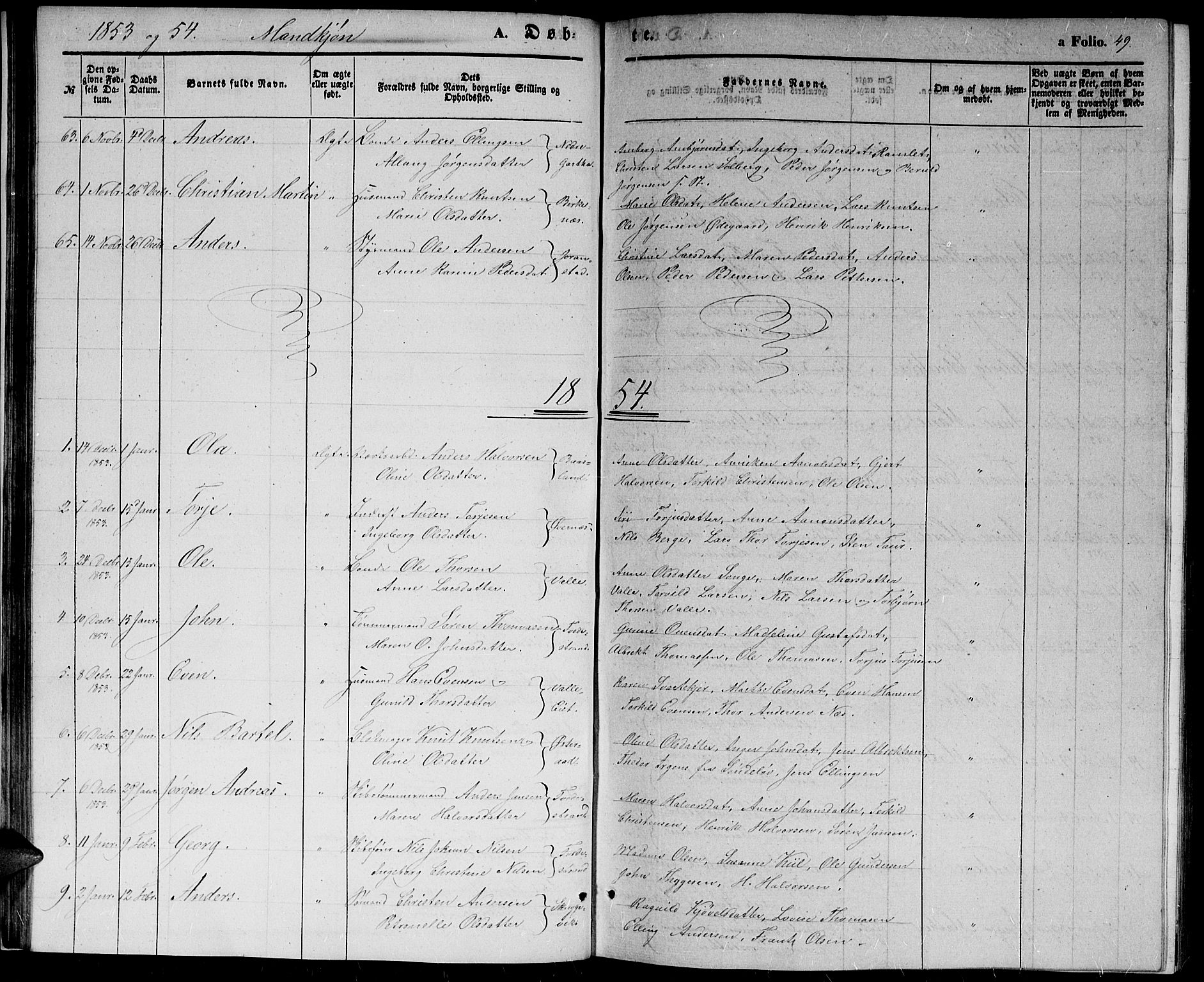 Holt sokneprestkontor, SAK/1111-0021/F/Fb/L0007: Parish register (copy) no. B 7, 1849-1858, p. 49