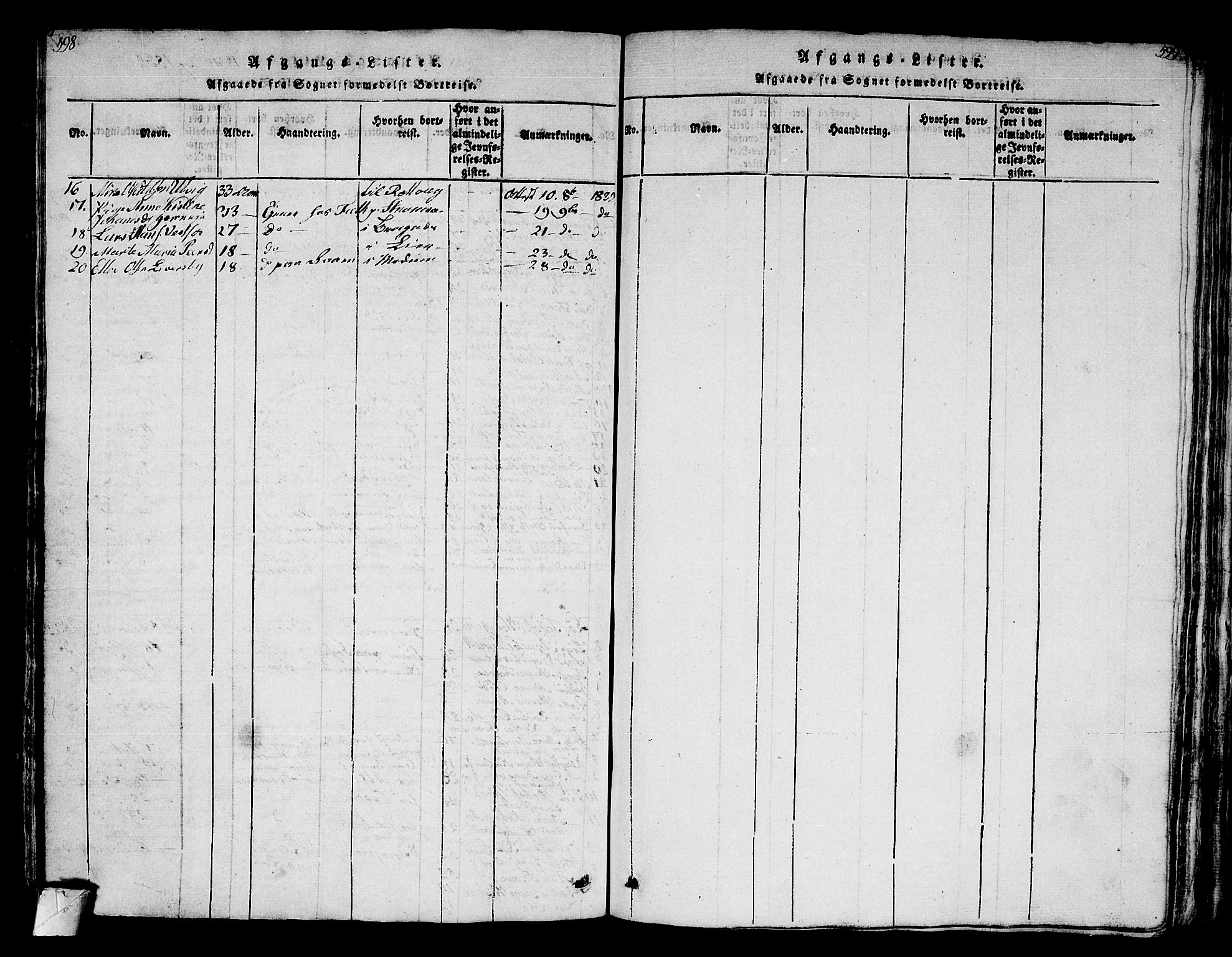 Eiker kirkebøker, AV/SAKO-A-4/G/Ga/L0001: Parish register (copy) no. I 1, 1814-1832, p. 598-599