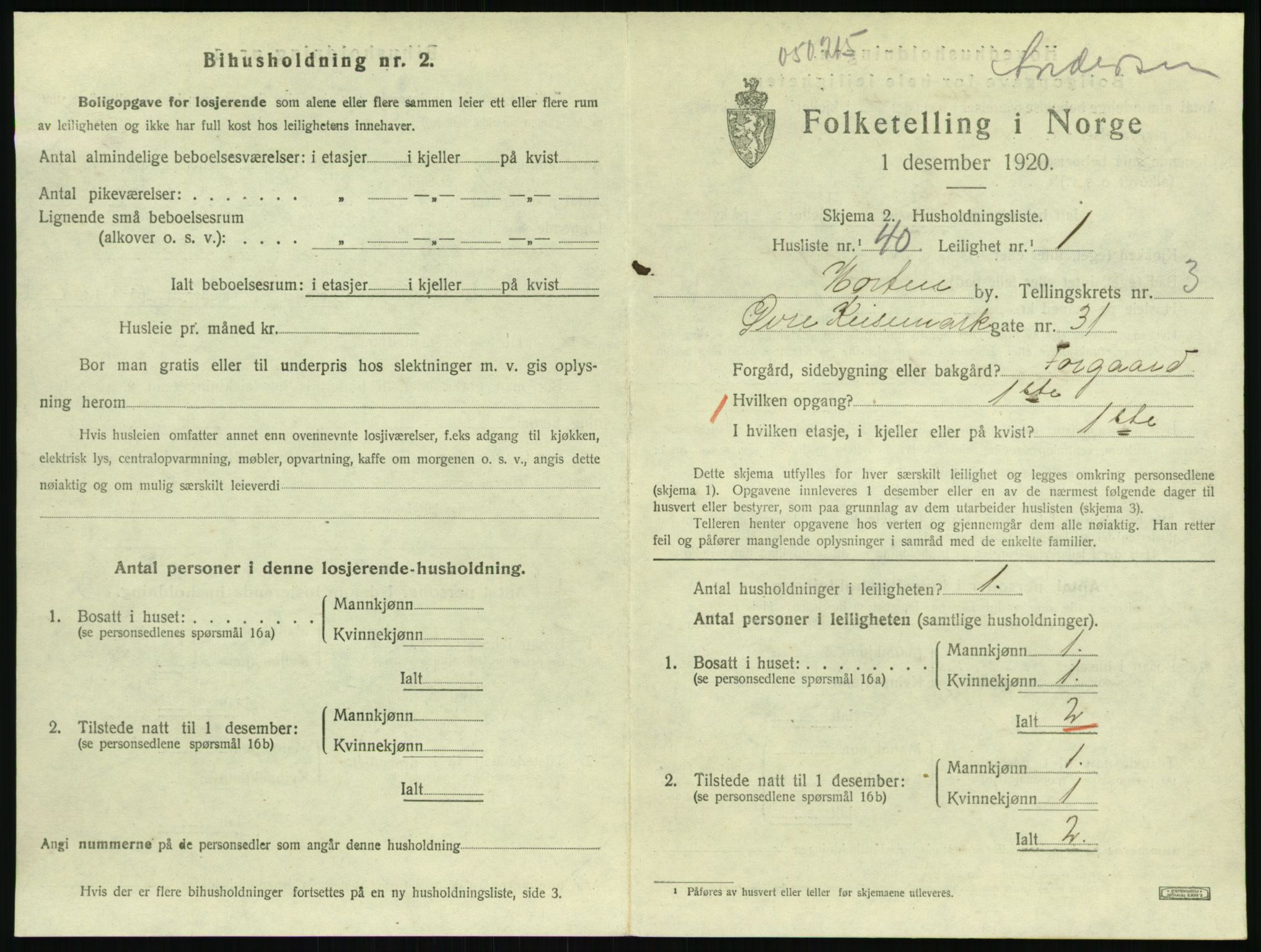 SAKO, 1920 census for Horten, 1920, p. 4273