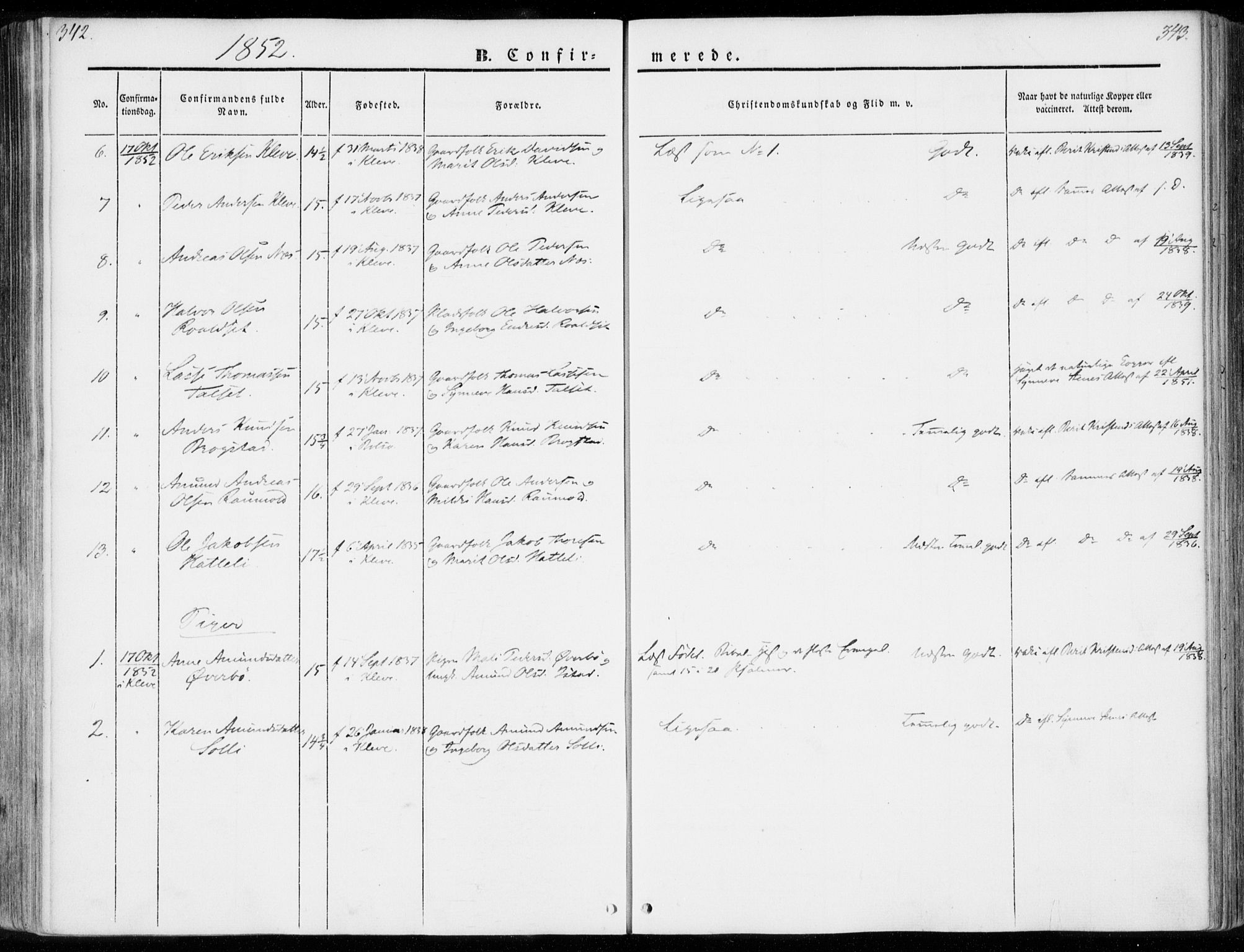 Ministerialprotokoller, klokkerbøker og fødselsregistre - Møre og Romsdal, SAT/A-1454/557/L0680: Parish register (official) no. 557A02, 1843-1869, p. 342-343