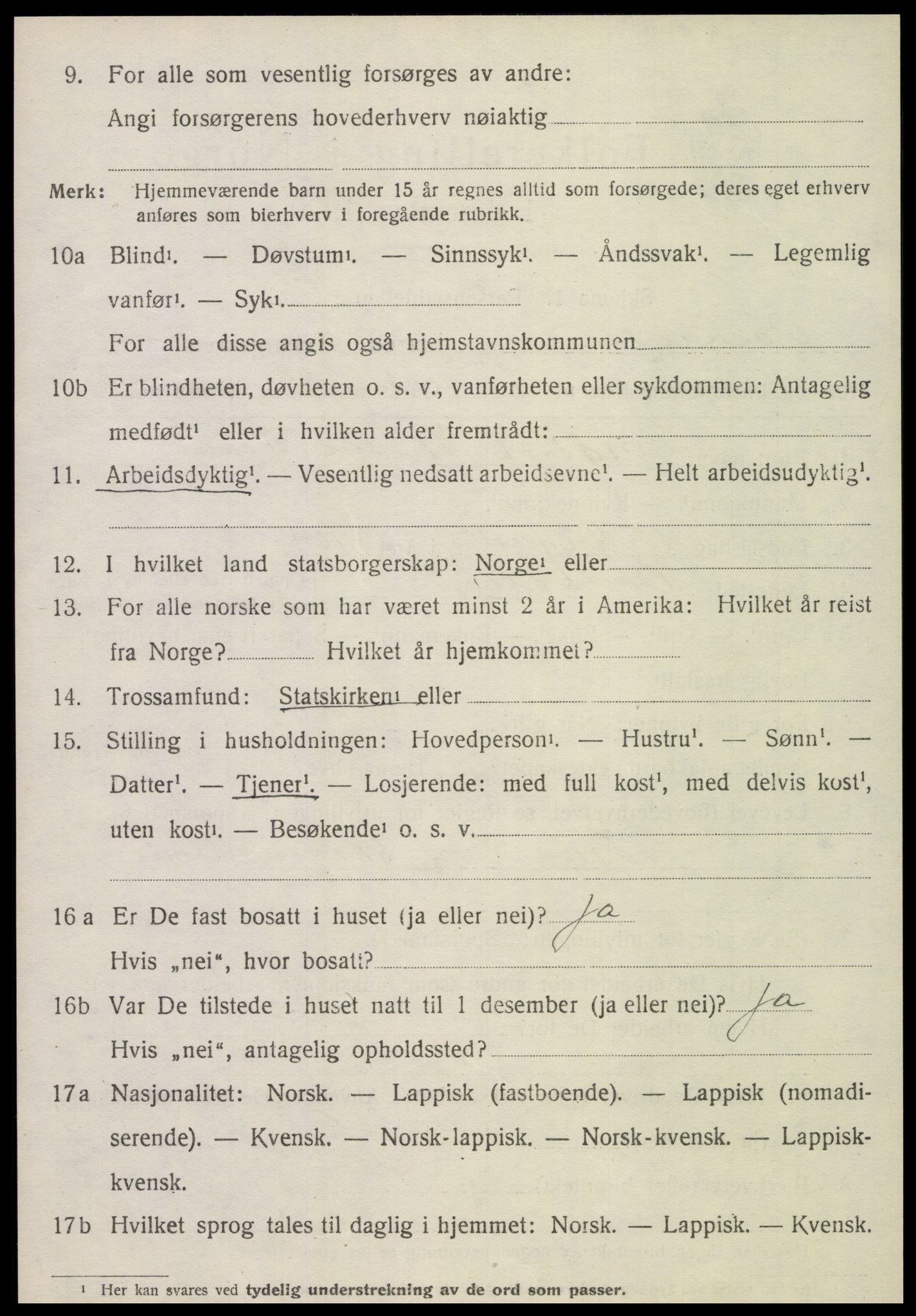 SAT, 1920 census for Overhalla, 1920, p. 1019