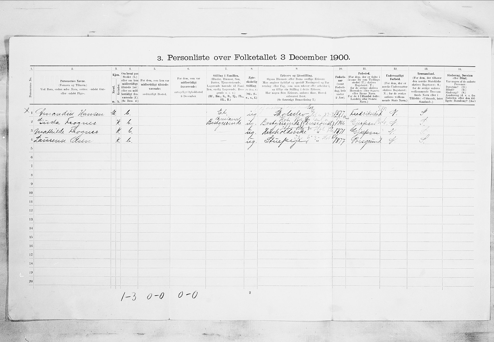 SAKO, 1900 census for Skien, 1900, p. 91