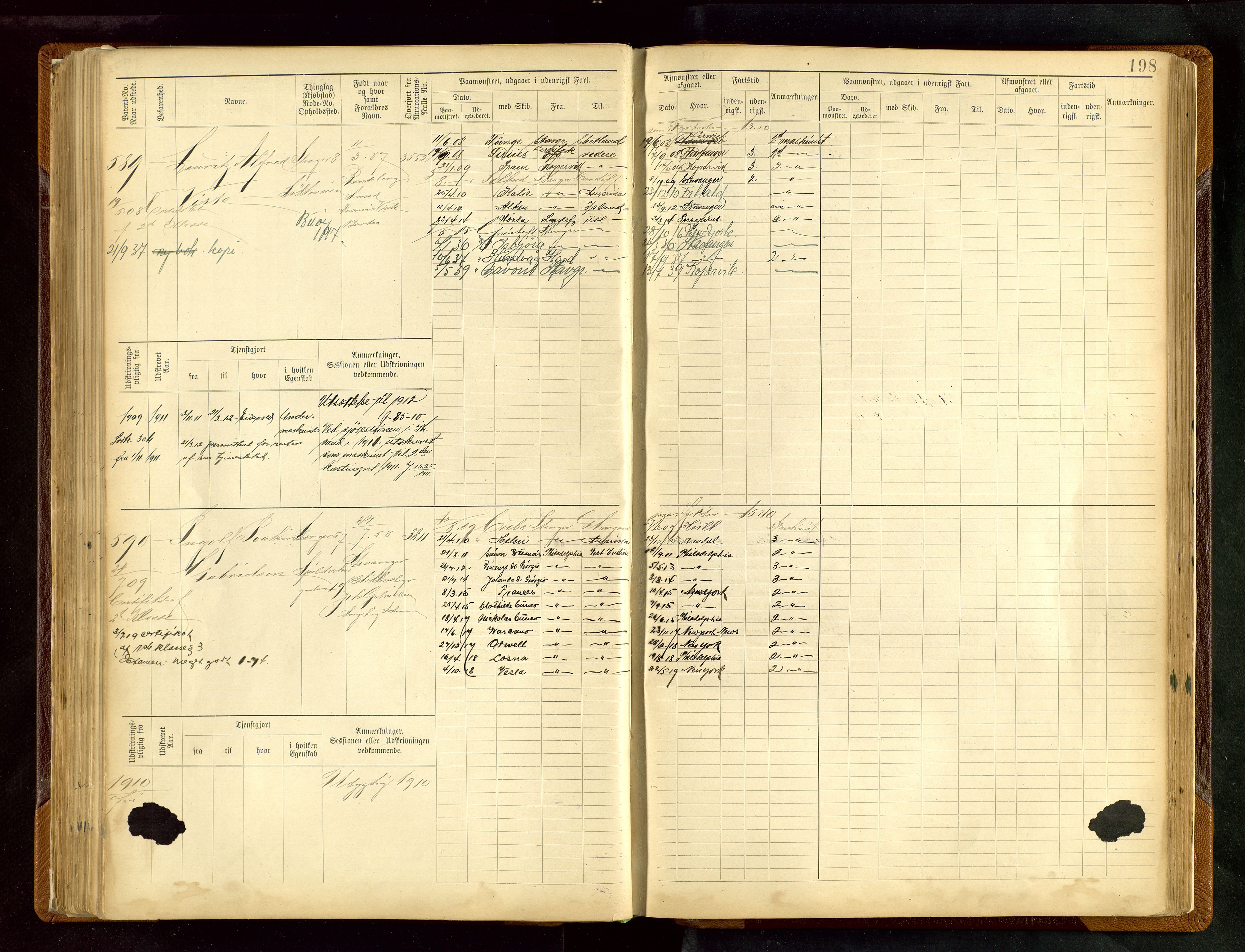 Stavanger sjømannskontor, AV/SAST-A-102006/F/Fe/L0005: Maskinist- og fyrbøterrulle, patentnr. 195-781 (dublett), 1894-1922, p. 203