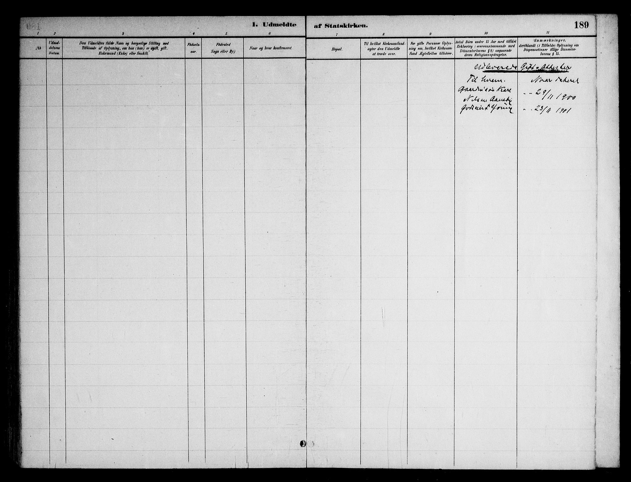 Nittedal prestekontor Kirkebøker, SAO/A-10365a/F/Fb/L0001: Parish register (official) no. II 1, 1879-1901, p. 189