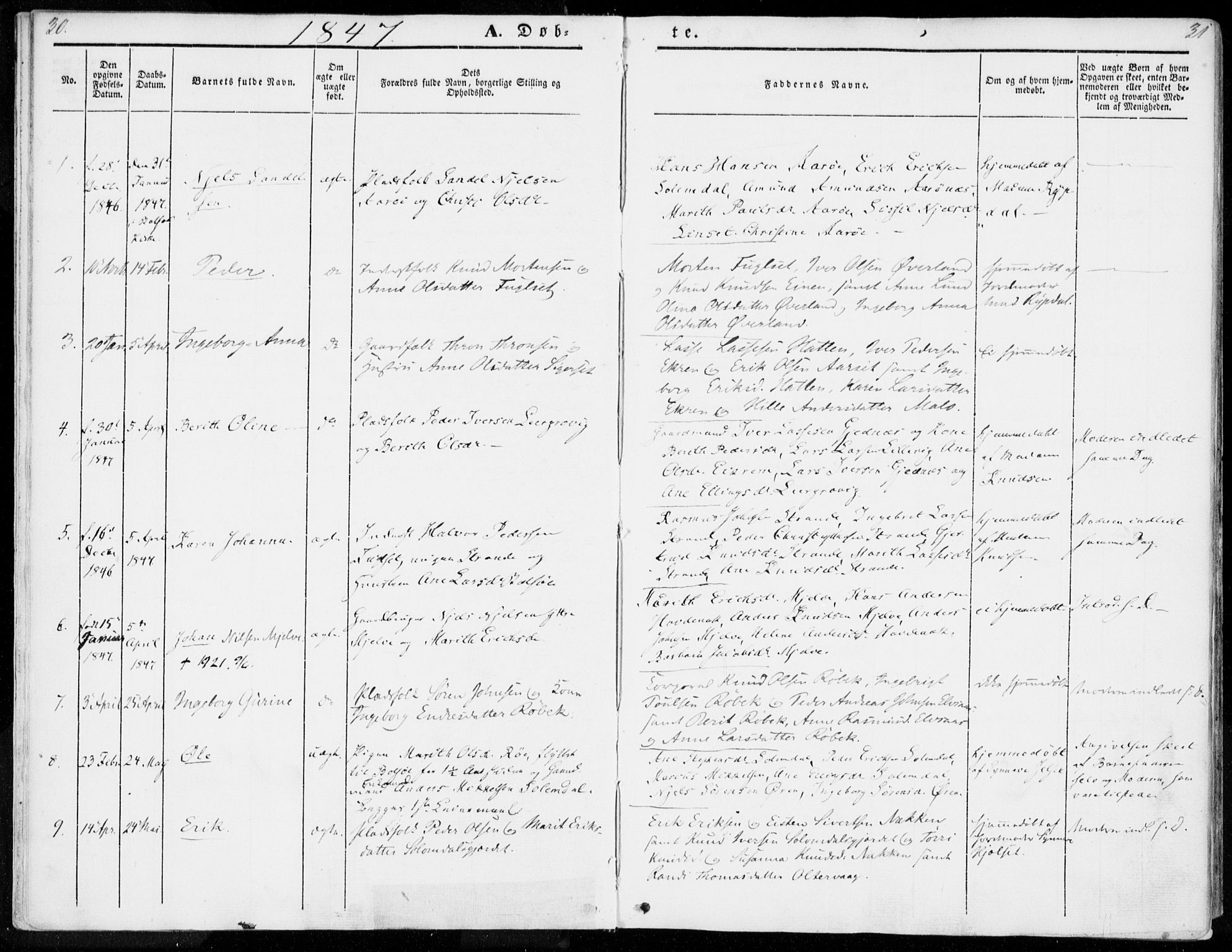 Ministerialprotokoller, klokkerbøker og fødselsregistre - Møre og Romsdal, SAT/A-1454/555/L0653: Parish register (official) no. 555A04, 1843-1869, p. 30-31