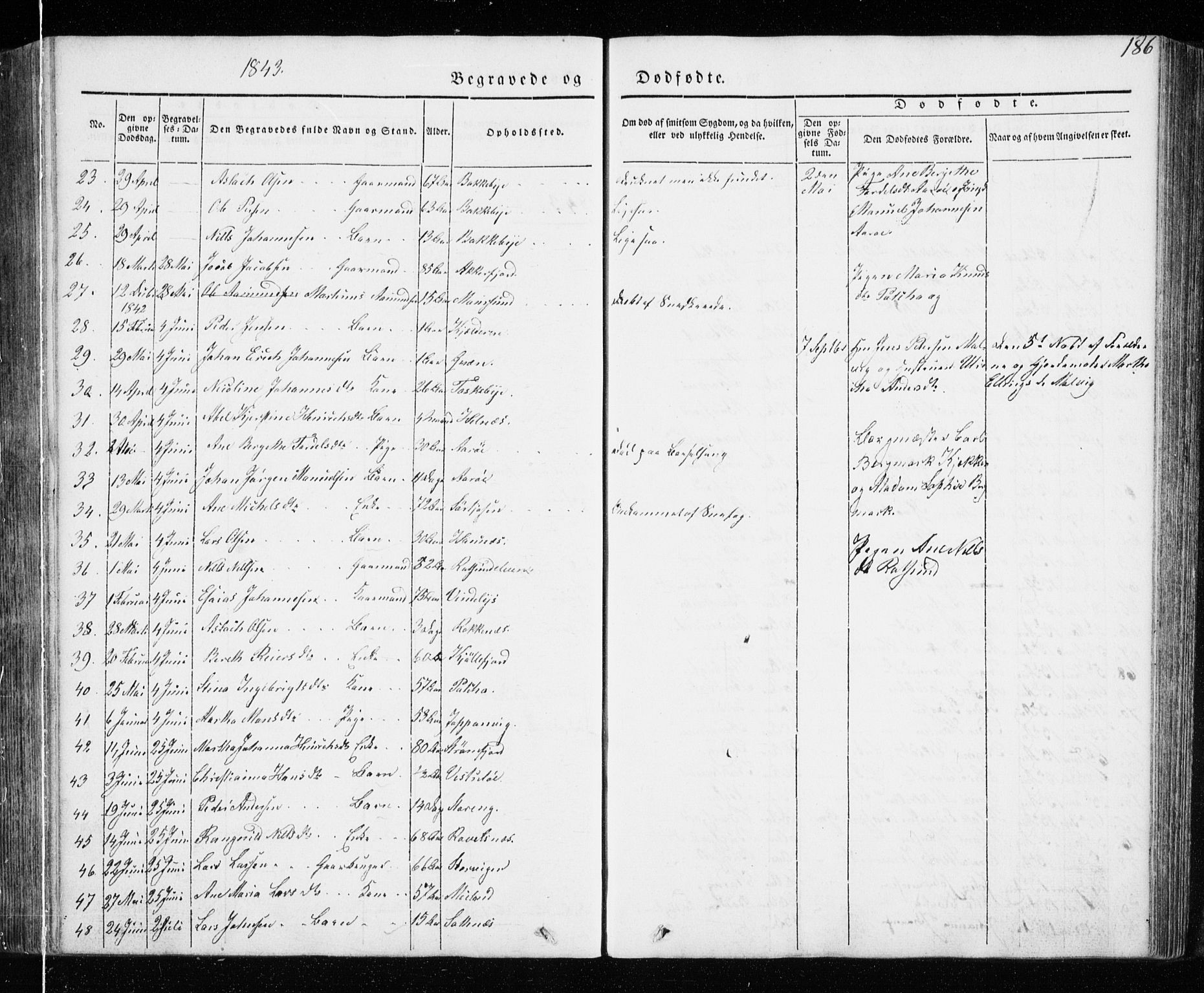 Skjervøy sokneprestkontor, SATØ/S-1300/H/Ha/Haa/L0005kirke: Parish register (official) no. 5, 1838-1847, p. 186