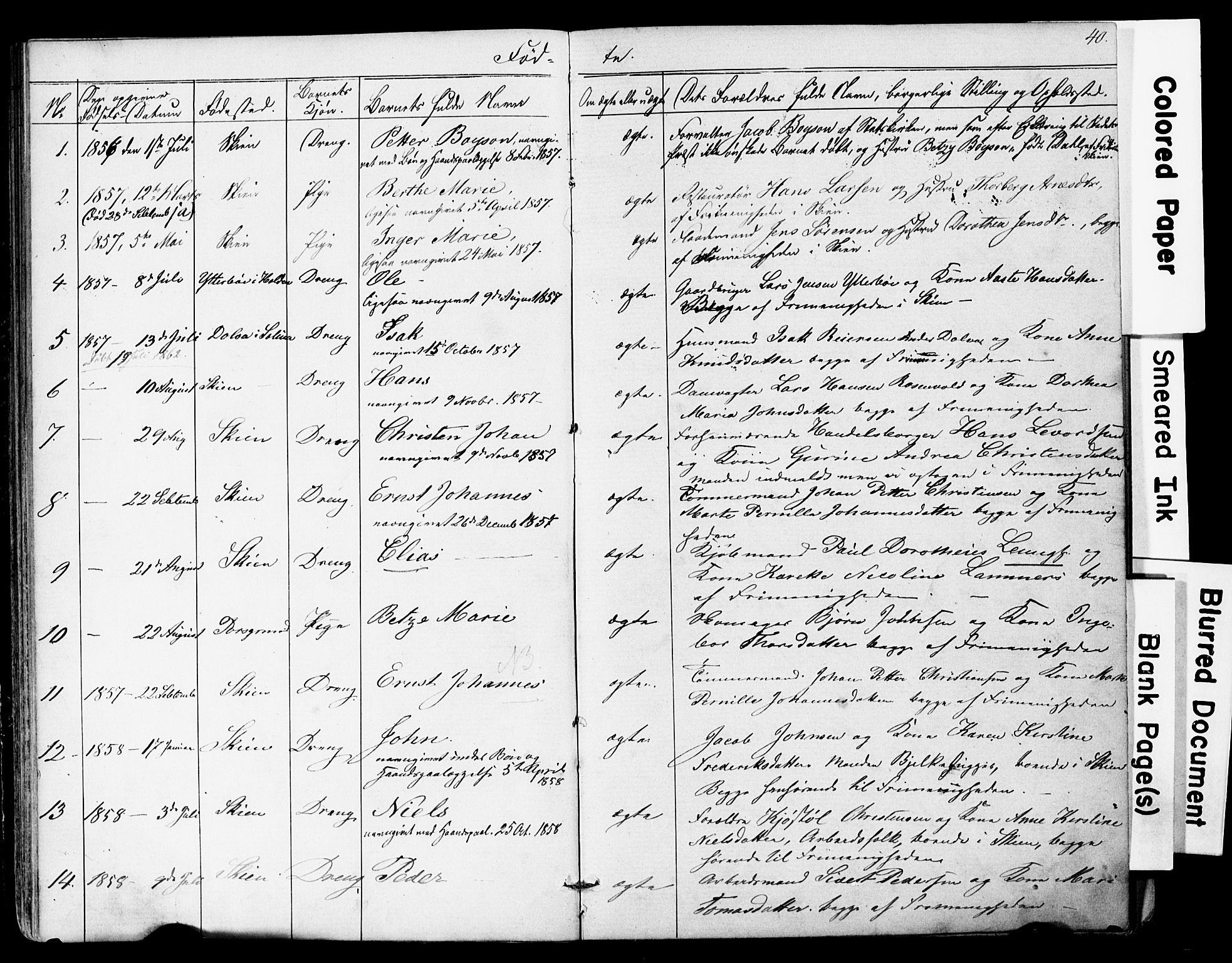 Den frie apostolisk-kristelige menighet i Skien, SAKO/P-1053/F/Fa/L0001: Dissenter register no. 1, 1856-1892, p. 40