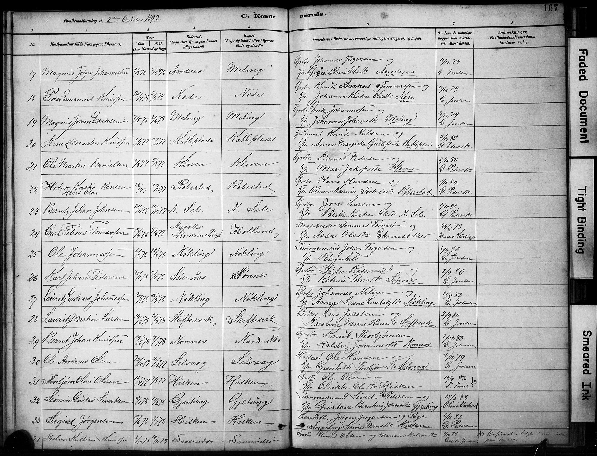 Finnås sokneprestembete, AV/SAB-A-99925/H/Ha/Hab/Habb/L0003: Parish register (copy) no. B 3, 1882-1897, p. 167