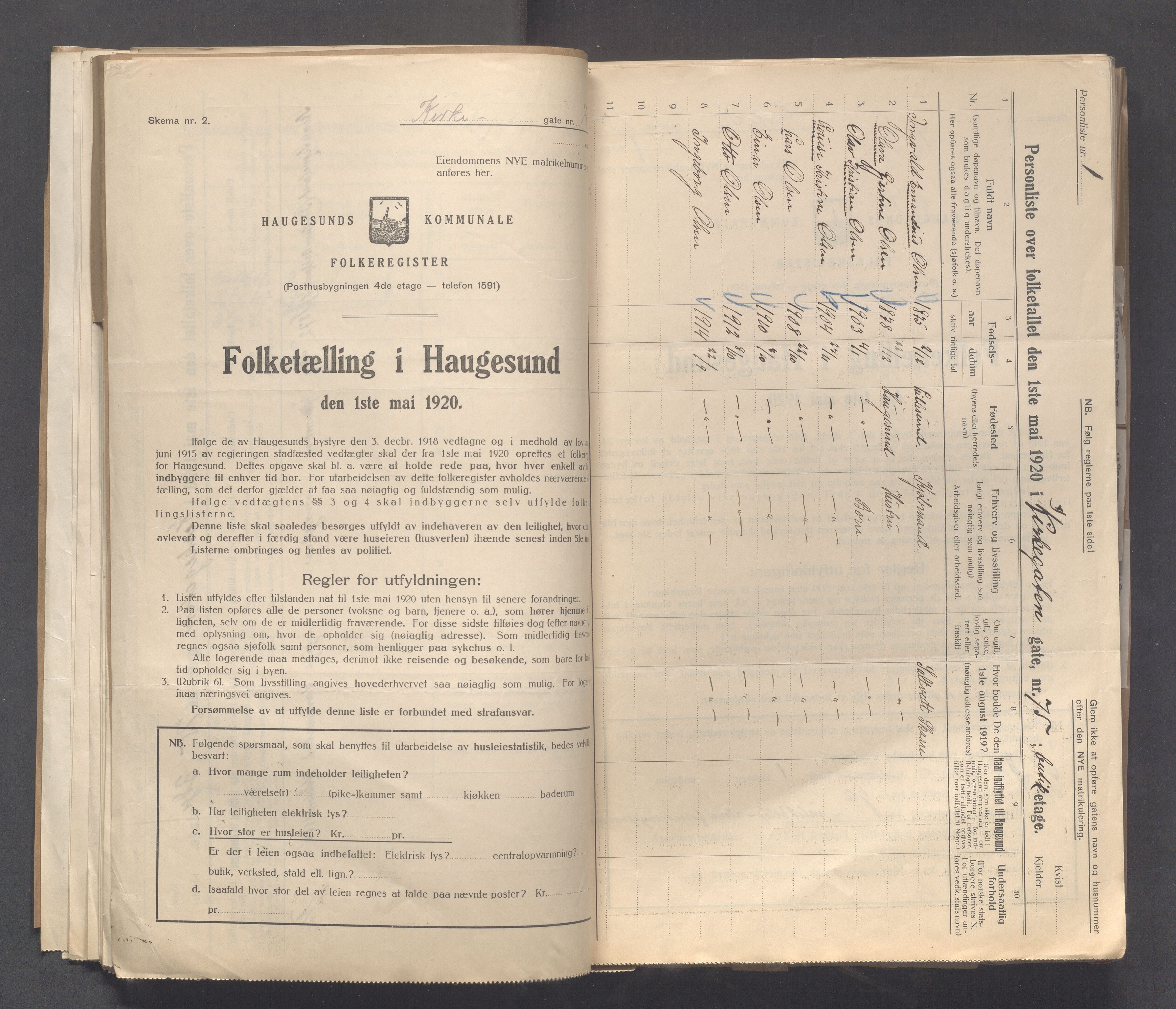 IKAR, Local census 1.5.1920 for Haugesund, 1920, p. 2494