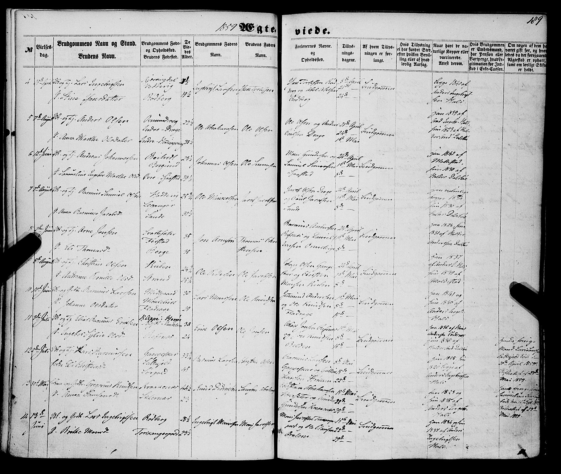 Selje sokneprestembete, SAB/A-99938/H/Ha/Haa/Haaa: Parish register (official) no. A 11, 1858-1870, p. 189