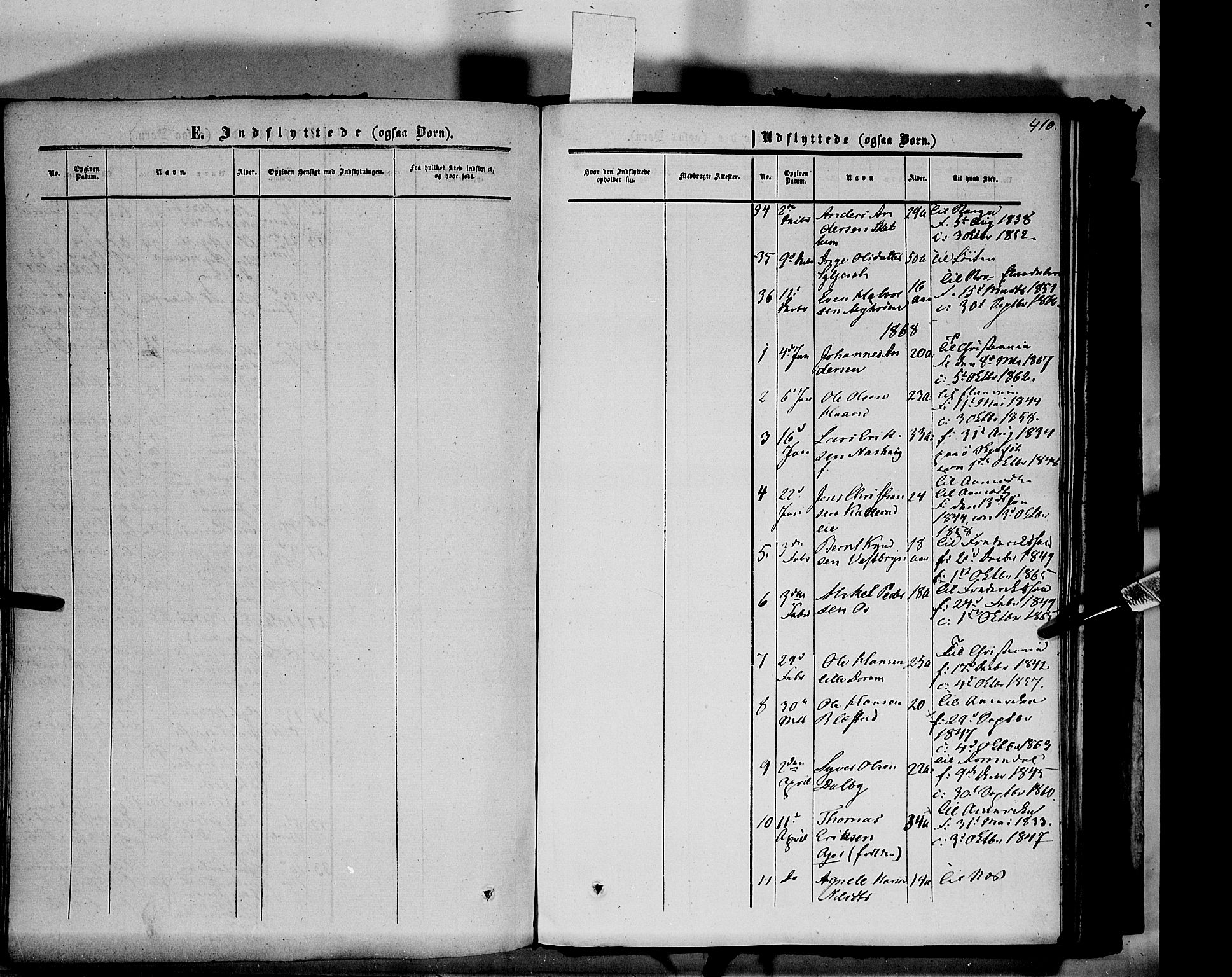 Vang prestekontor, Hedmark, SAH/PREST-008/H/Ha/Haa/L0012: Parish register (official) no. 12, 1855-1870, p. 410
