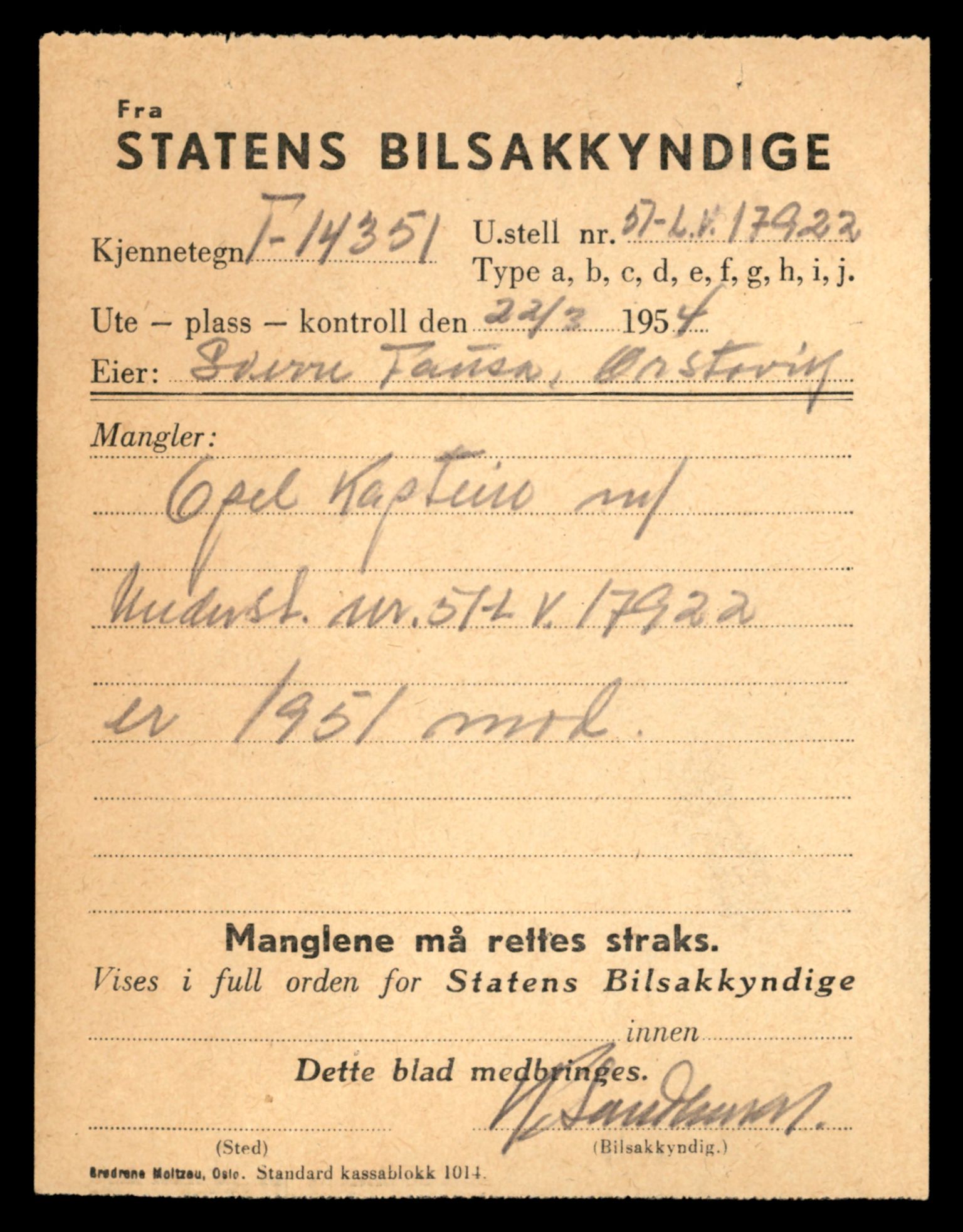 Møre og Romsdal vegkontor - Ålesund trafikkstasjon, AV/SAT-A-4099/F/Fe/L0045: Registreringskort for kjøretøy T 14320 - T 14444, 1927-1998, p. 837