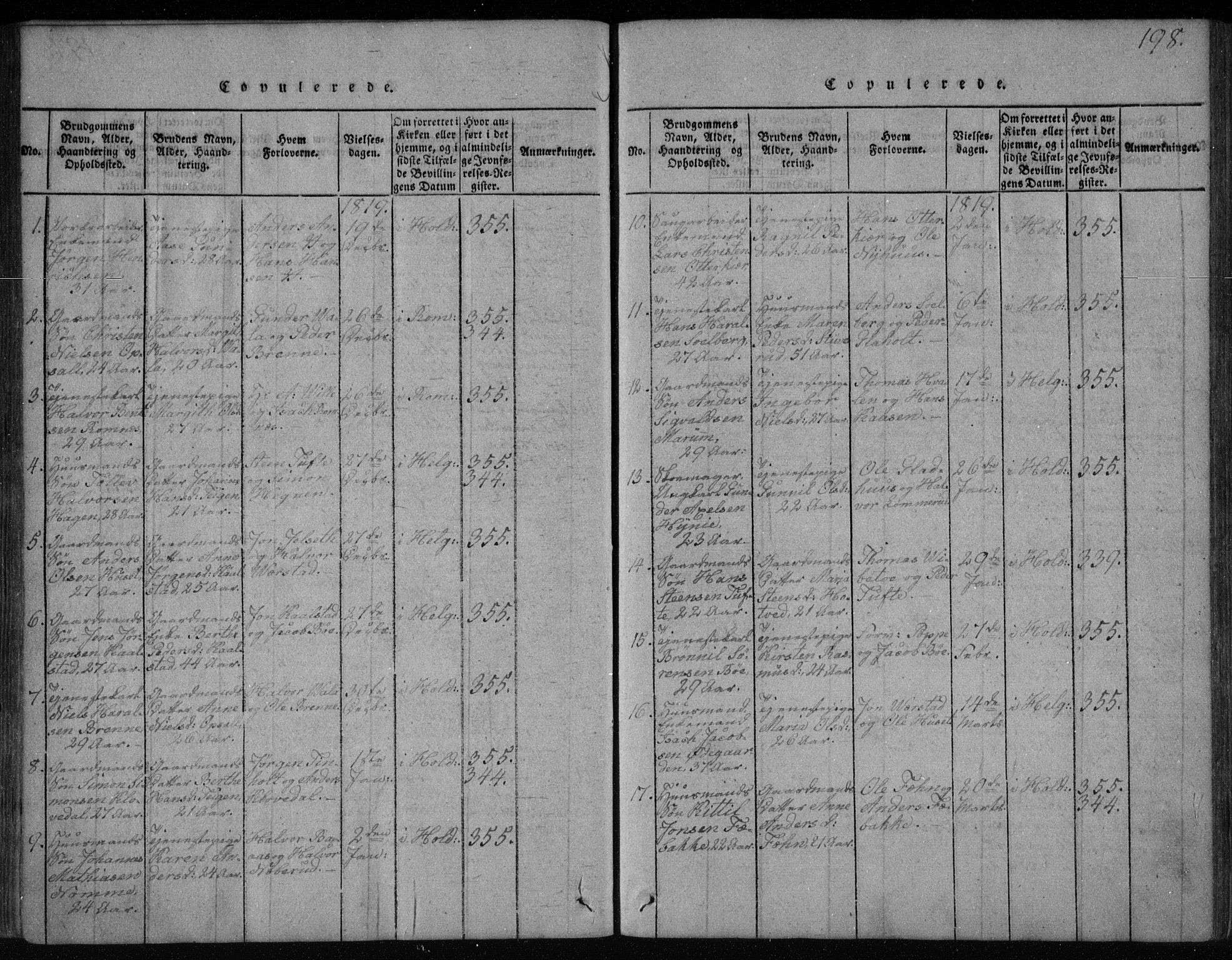 Holla kirkebøker, AV/SAKO-A-272/F/Fa/L0003: Parish register (official) no. 3, 1815-1830, p. 198