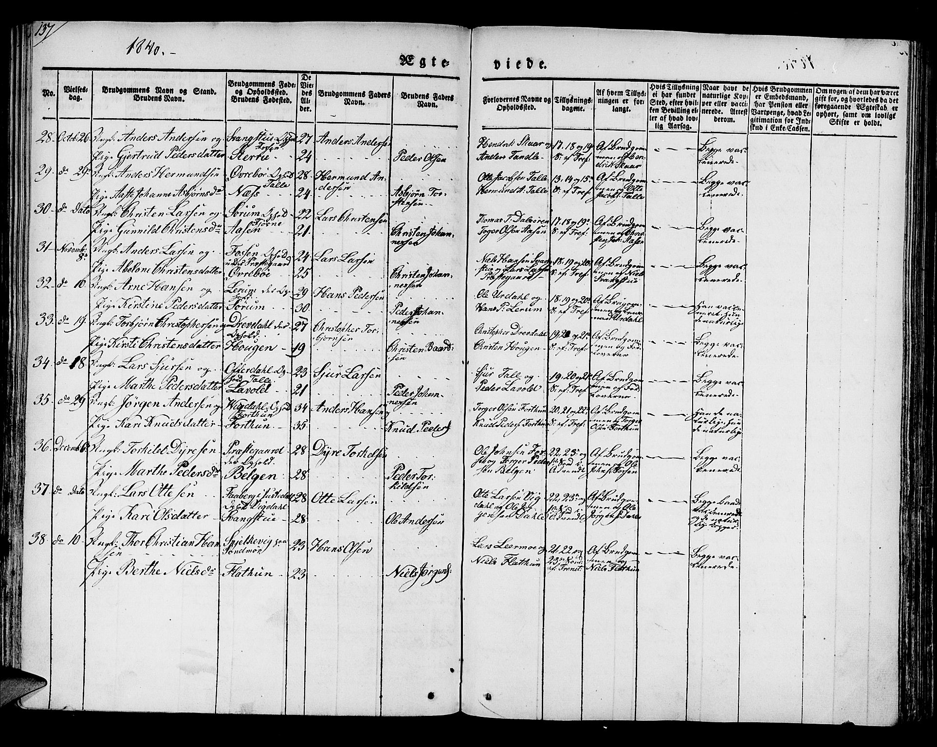 Luster sokneprestembete, AV/SAB-A-81101/H/Haa/Haaa/L0005: Parish register (official) no. A 5, 1831-1841, p. 137