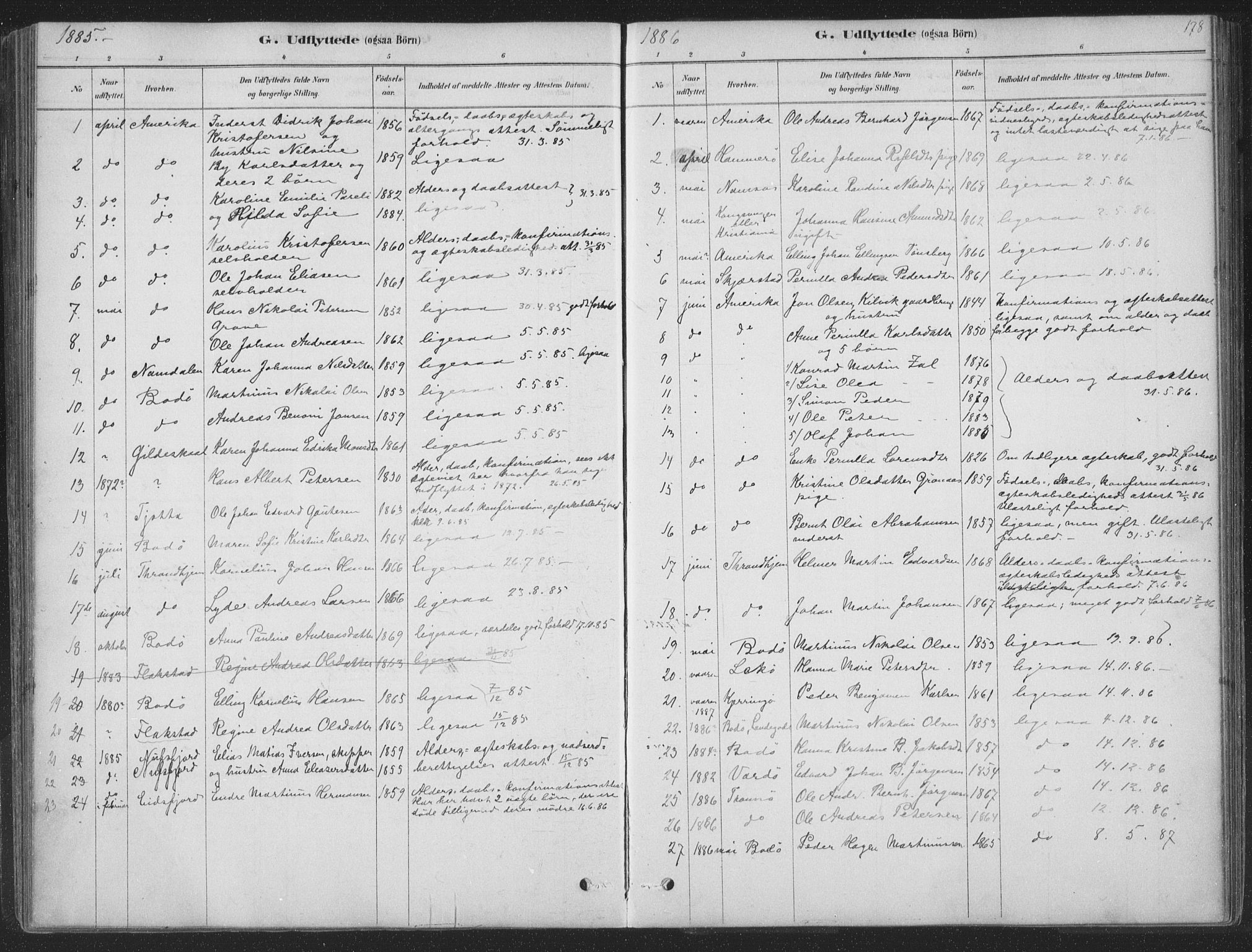 Ministerialprotokoller, klokkerbøker og fødselsregistre - Nordland, SAT/A-1459/843/L0627: Parish register (official) no. 843A02, 1878-1908, p. 178