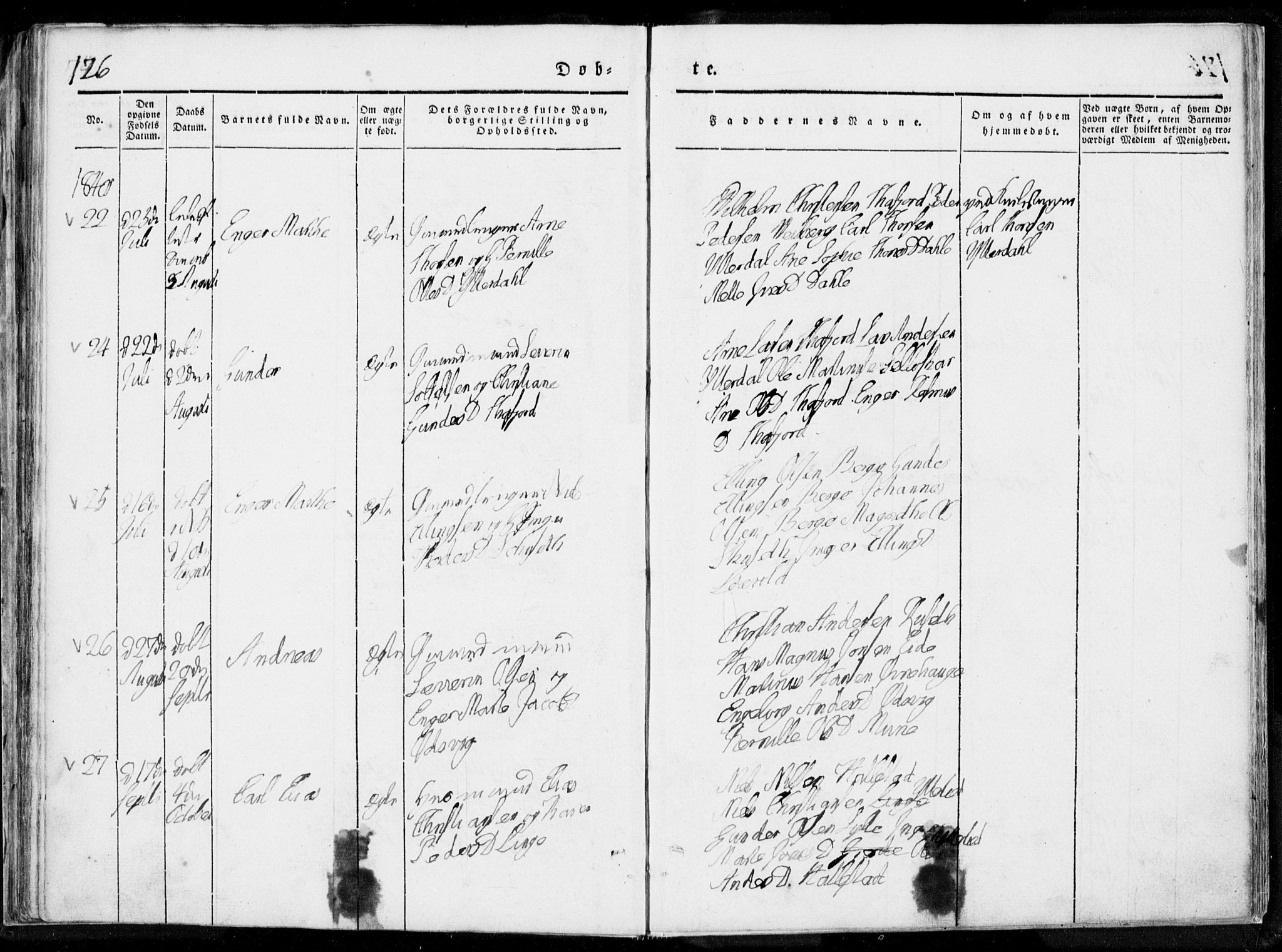 Ministerialprotokoller, klokkerbøker og fødselsregistre - Møre og Romsdal, SAT/A-1454/519/L0247: Parish register (official) no. 519A06, 1827-1846, p. 126