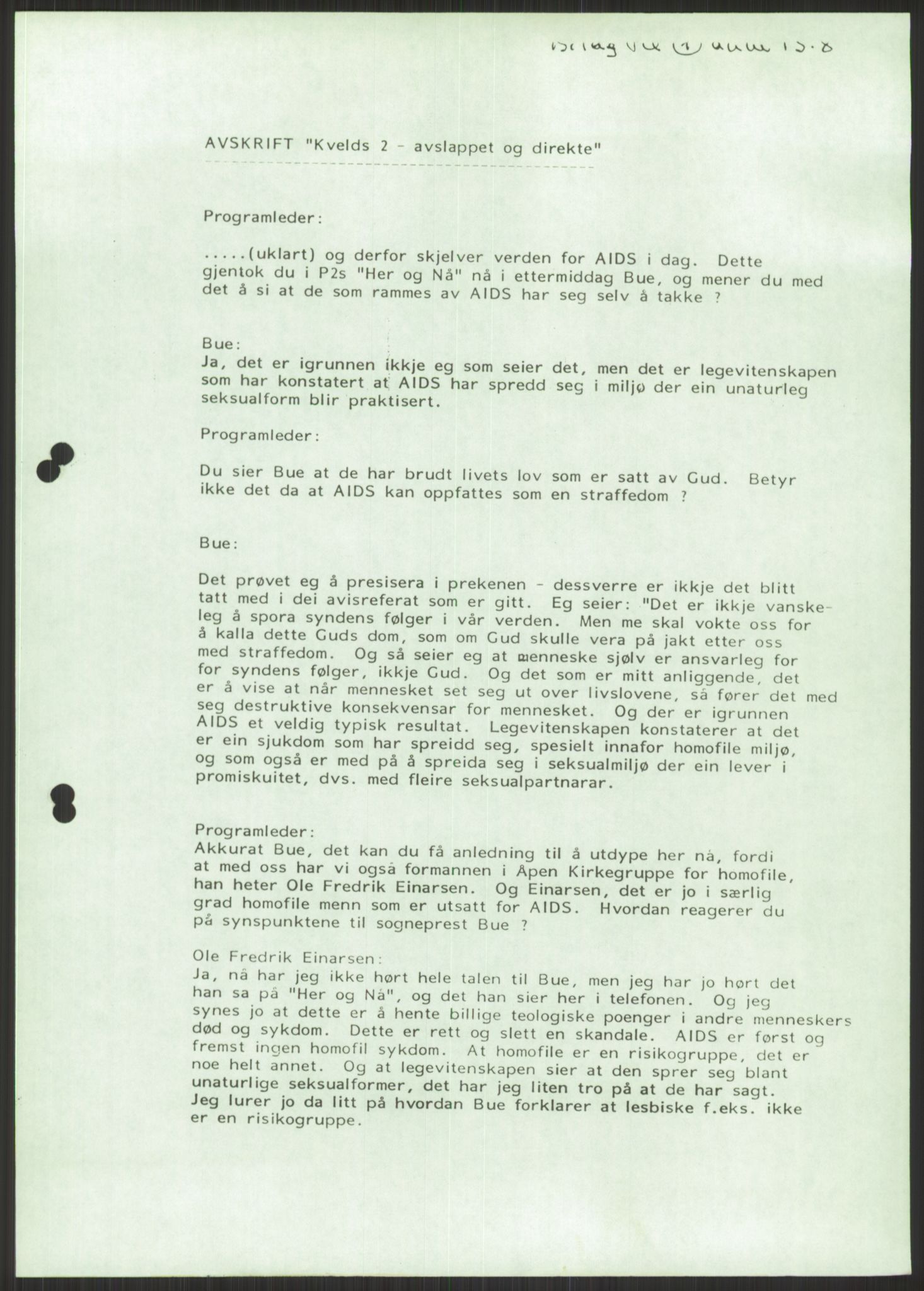 Det Norske Forbundet av 1948/Landsforeningen for Lesbisk og Homofil Frigjøring, AV/RA-PA-1216/D/Dd/L0001: Diskriminering, 1973-1991, p. 381