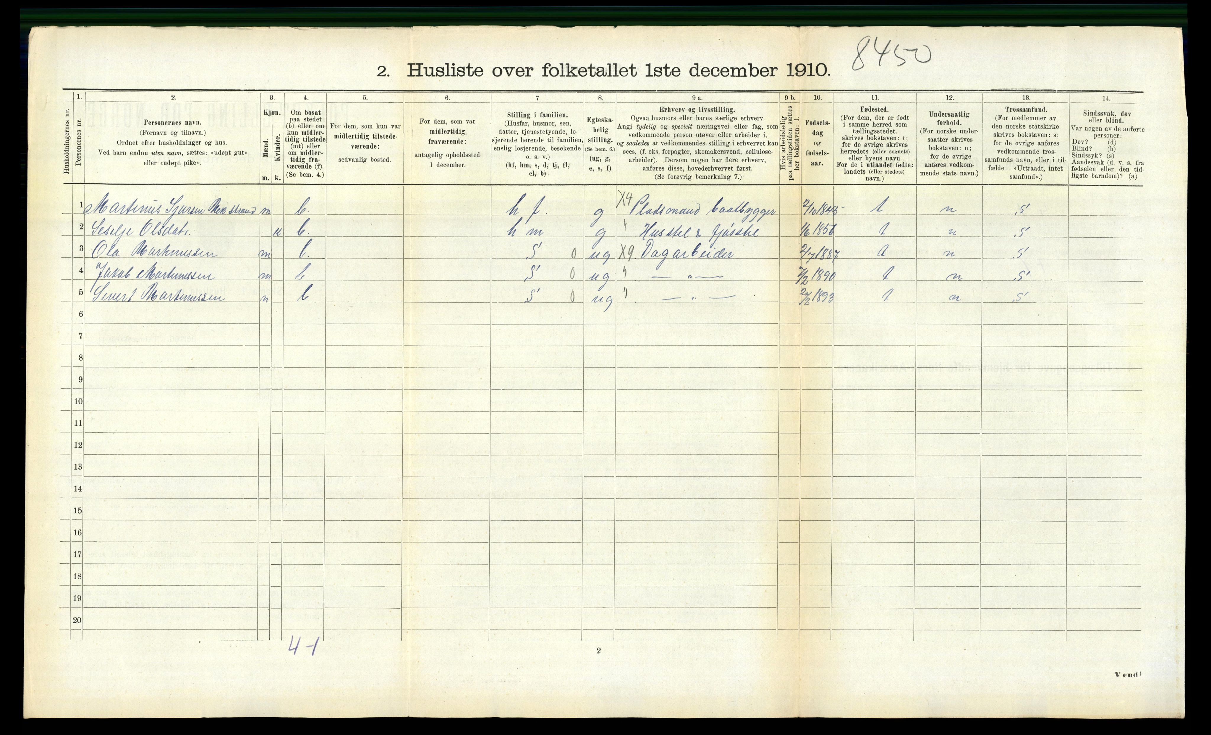 RA, 1910 census for Volda, 1910, p. 1183