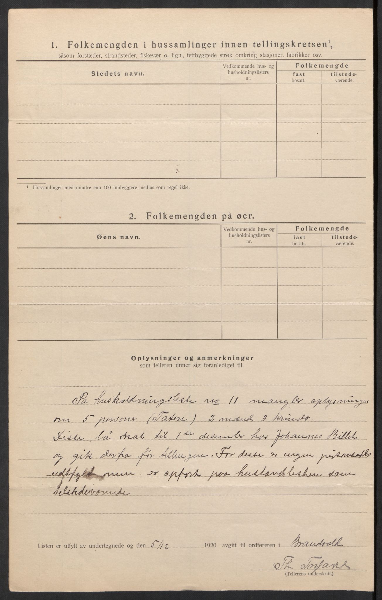 SAH, 1920 census for Brandval, 1920, p. 46