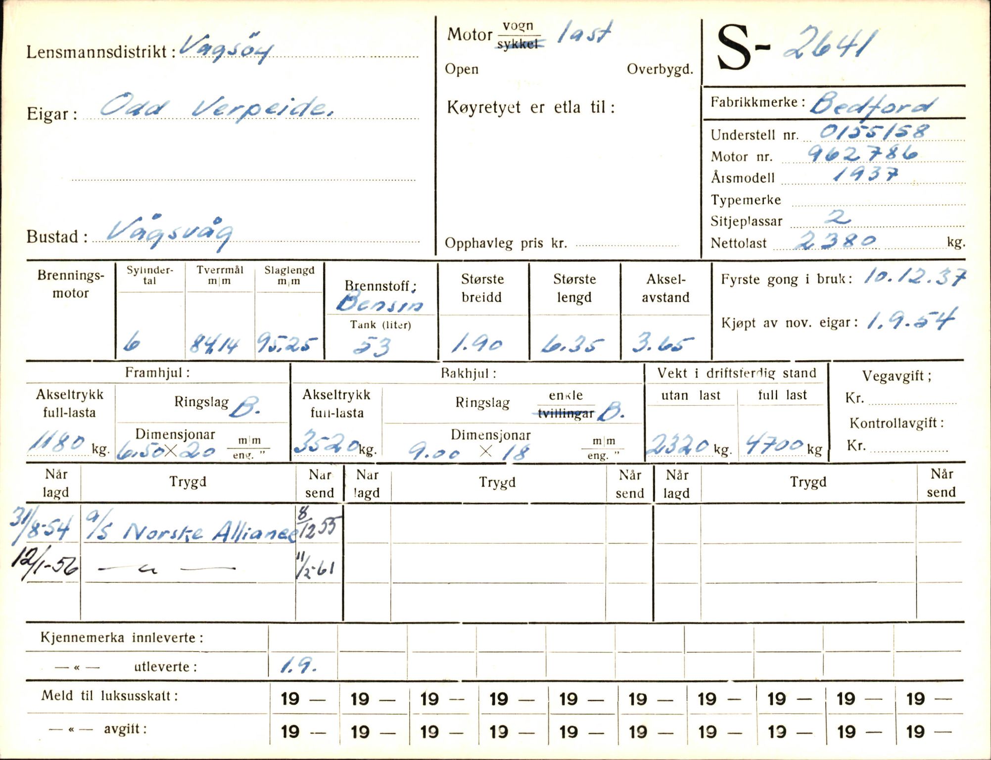 Statens vegvesen, Sogn og Fjordane vegkontor, AV/SAB-A-5301/4/F/L0004: Registerkort utmeldte Fjordane S2500-2700, S7200-7899, 1930-1961, p. 171