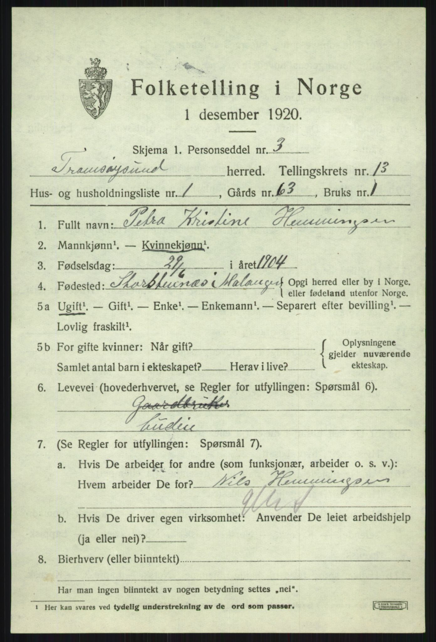 SATØ, 1920 census for Tromsøysund, 1920, p. 7966