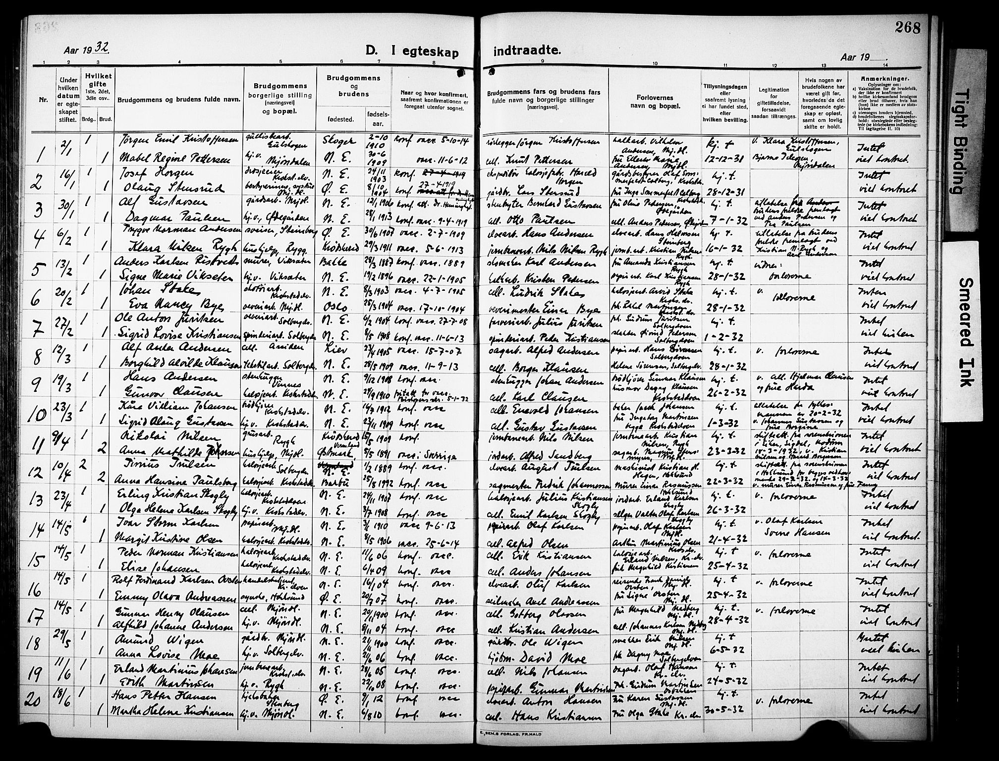 Nedre Eiker kirkebøker, SAKO/A-612/G/Ga/L0006: Parish register (copy) no. 6, 1922-1933, p. 268