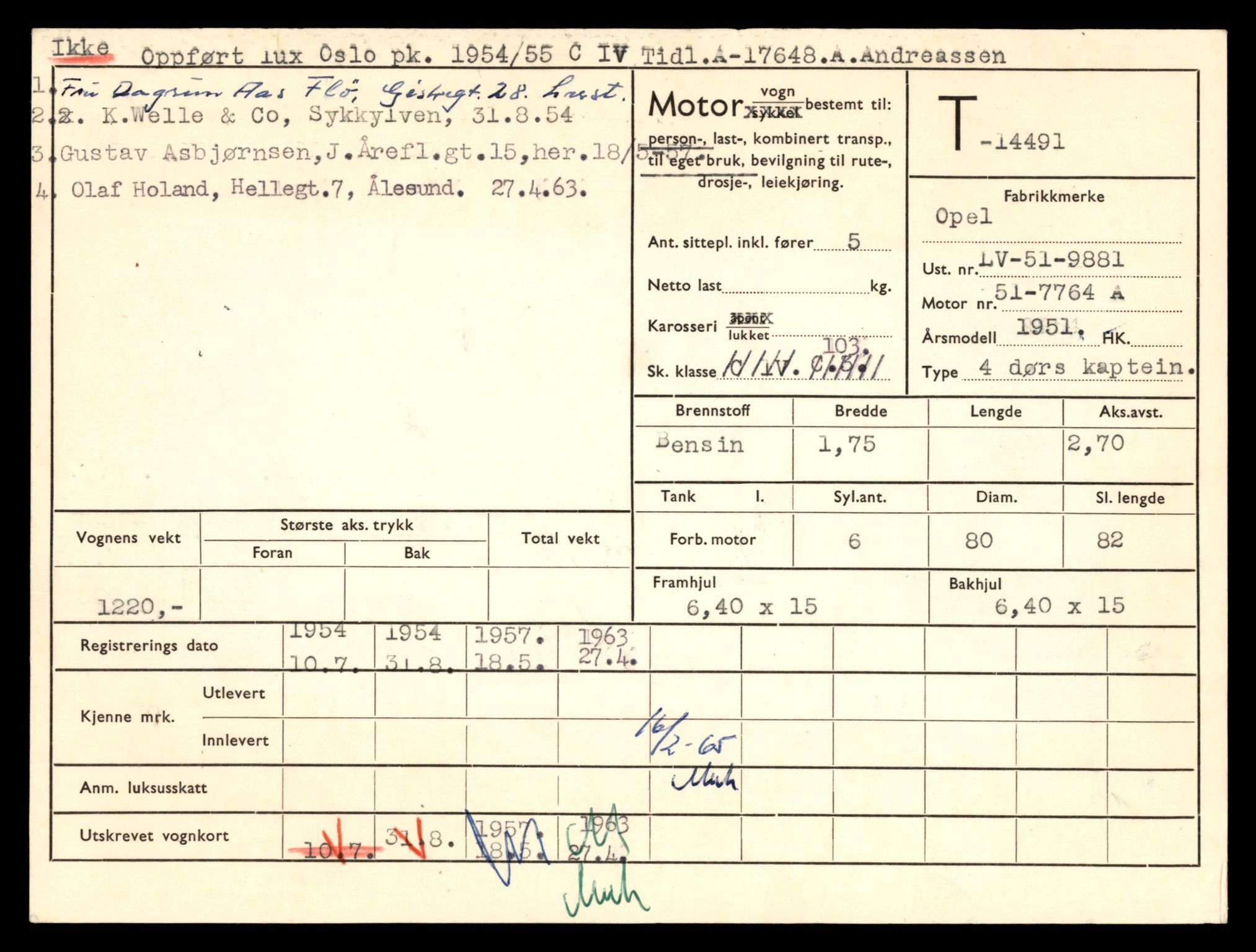 Møre og Romsdal vegkontor - Ålesund trafikkstasjon, AV/SAT-A-4099/F/Fe/L0046: Registreringskort for kjøretøy T 14445 - T 14579, 1927-1998
