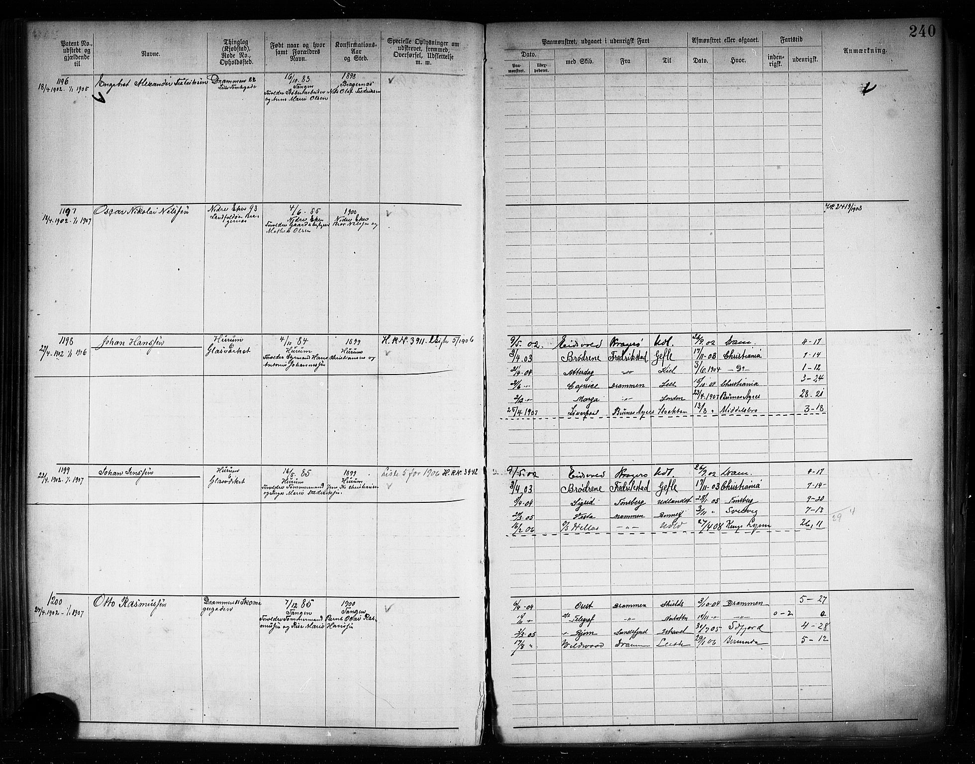 Drammen innrulleringsdistrikt, SAKO/A-781/F/Fb/L0005: Annotasjonsrulle, 1894-1905, p. 243