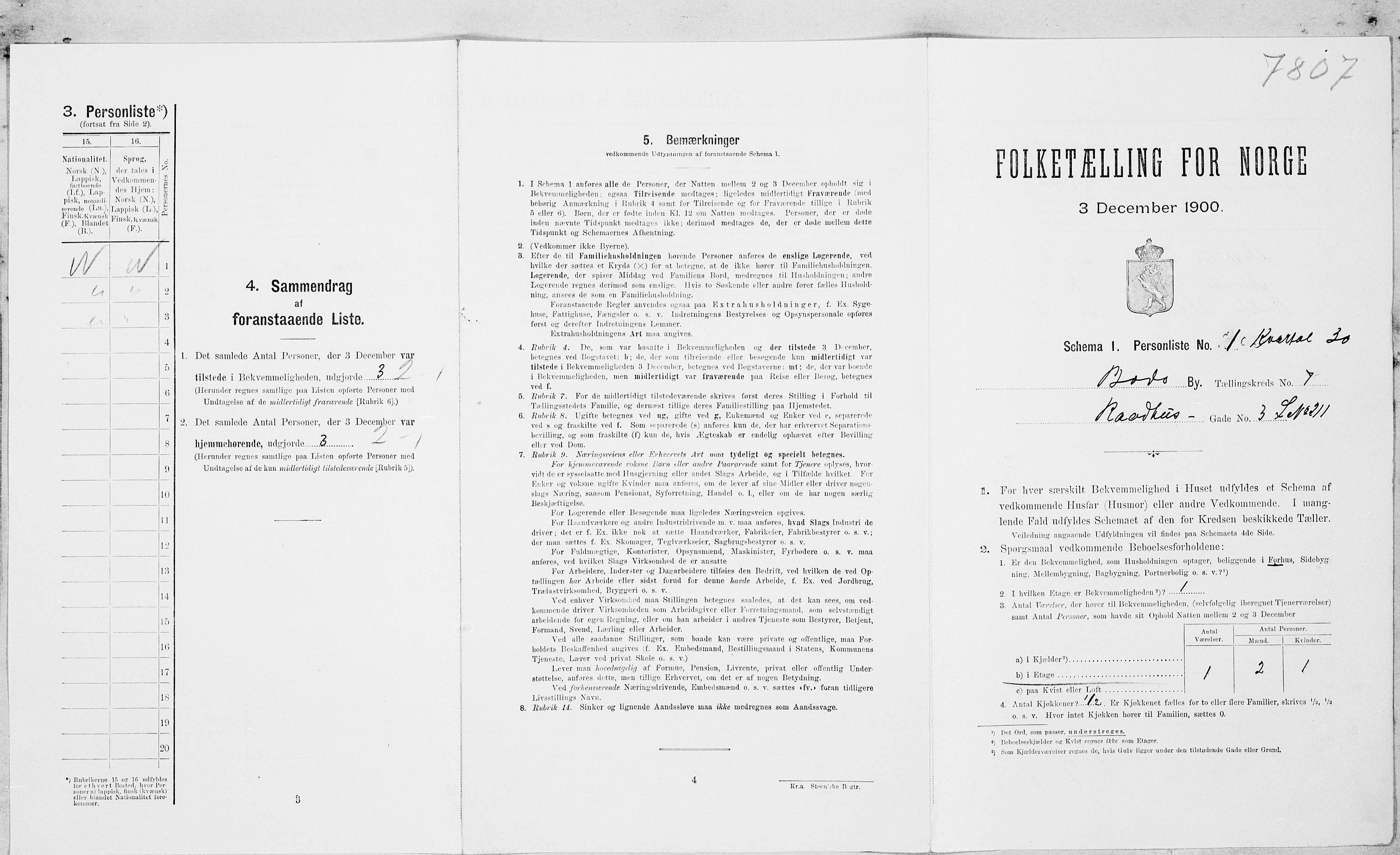 SAT, 1900 census for Bodø, 1900, p. 943